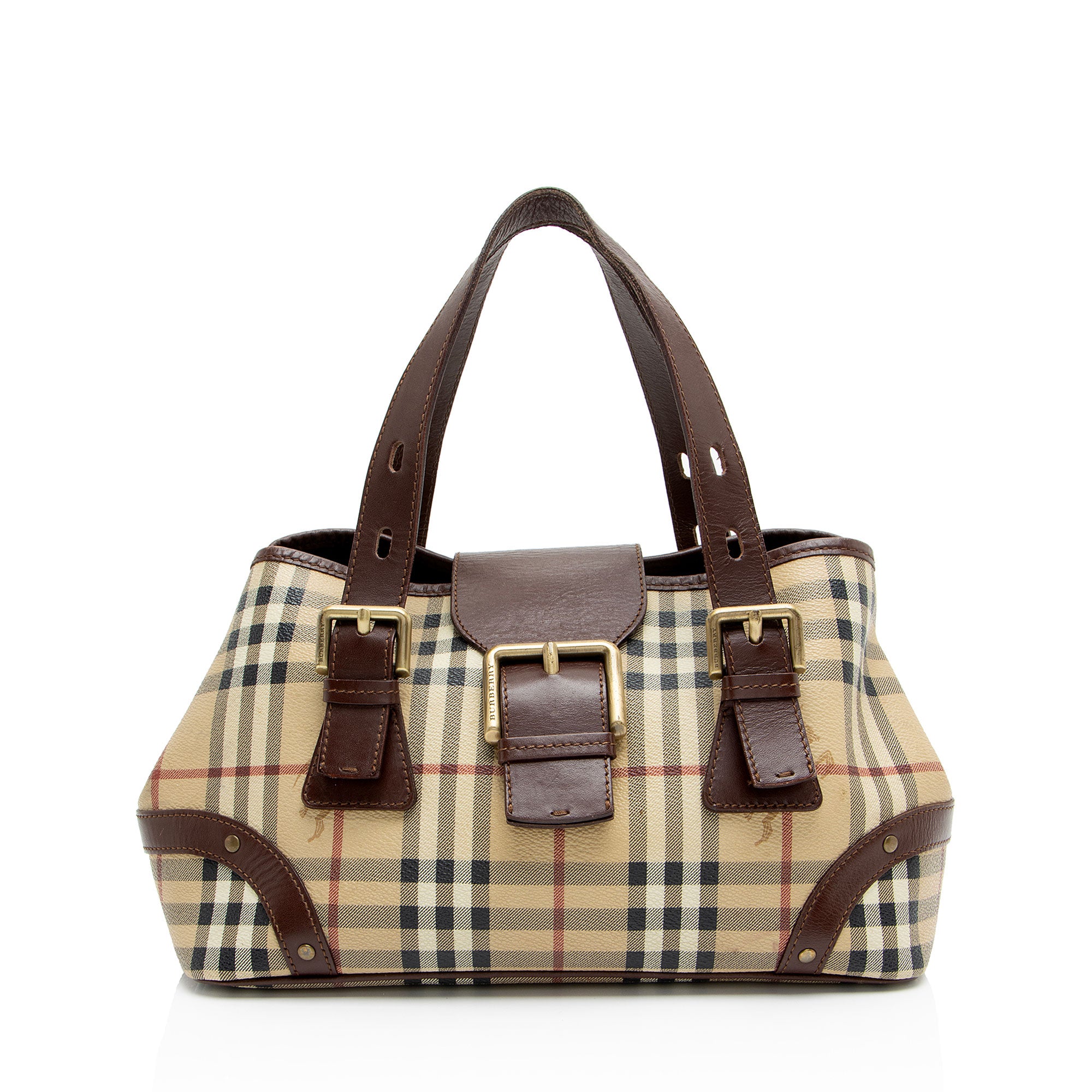 Burberry Haymarket Check Buckle Satchel