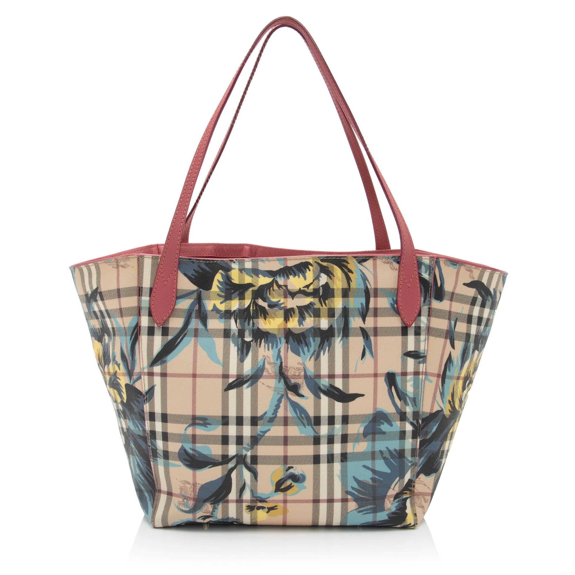 Burberry Haymarket Check Peony Rose Canter Small Tote (SHF-GlIEtN)