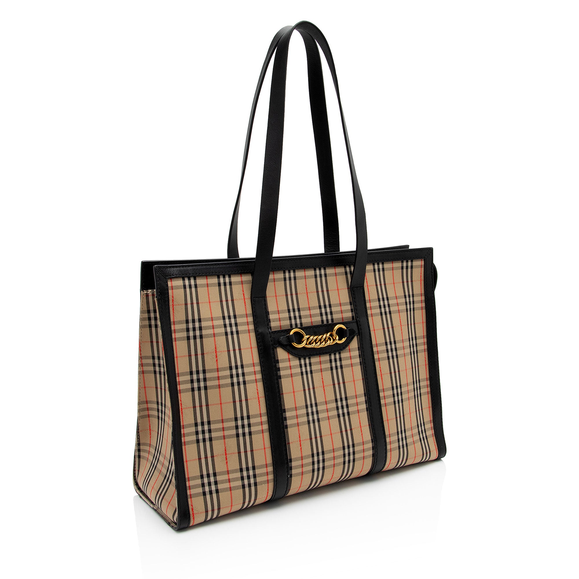 Burberry Vintage Check 1983 Link Zip Tote (SHF-DCHhVW)