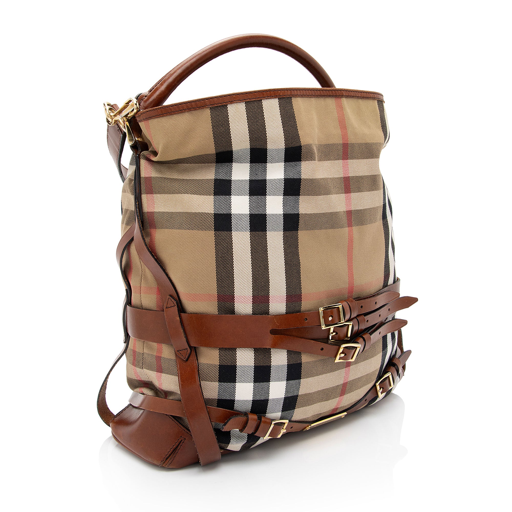 Burberry House Check Bridle Gosford Large Hobo (SHF-jHEss2)