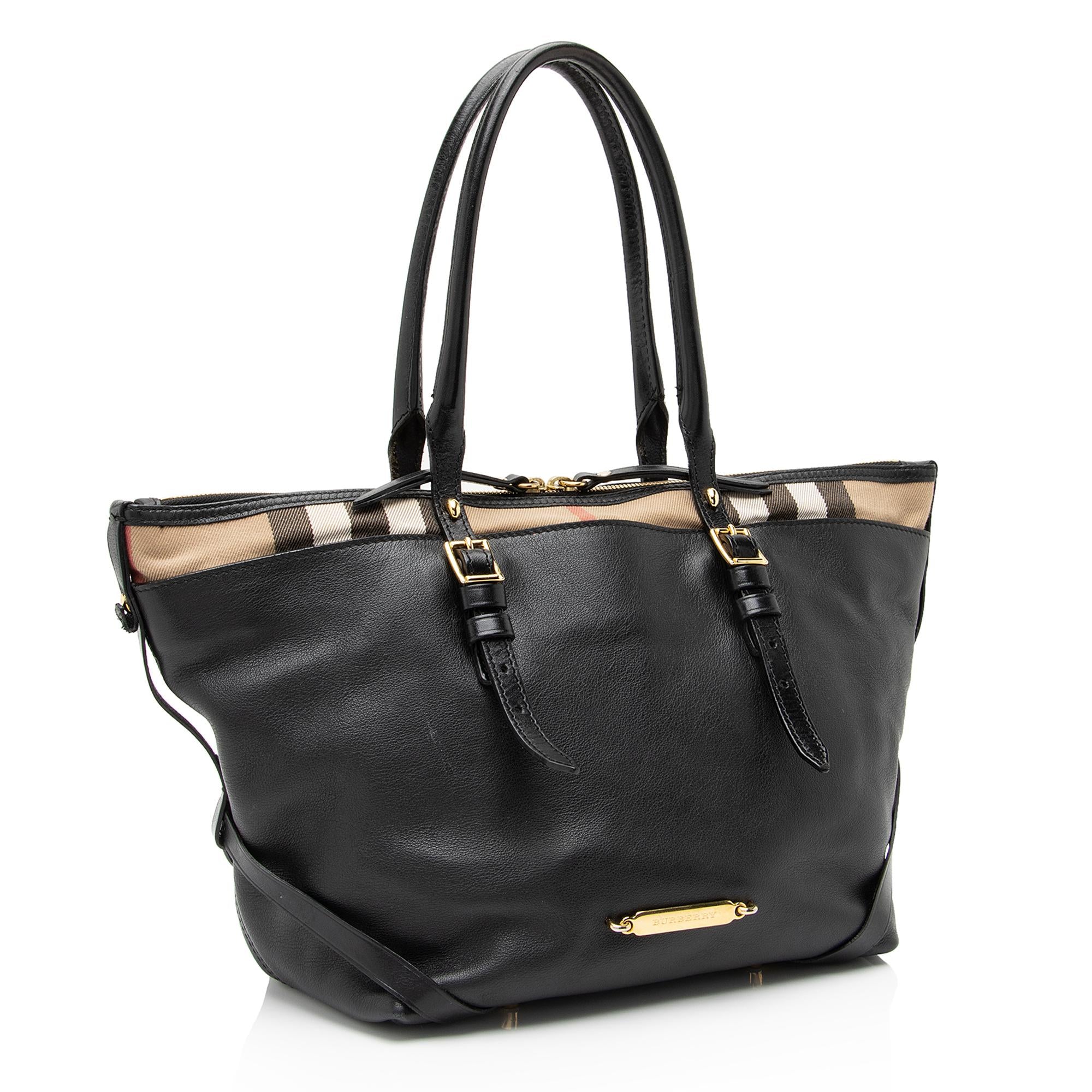 Burberry House Check Lambskin Bridle Salisbury Small Tote (SHF-mVCDxh)