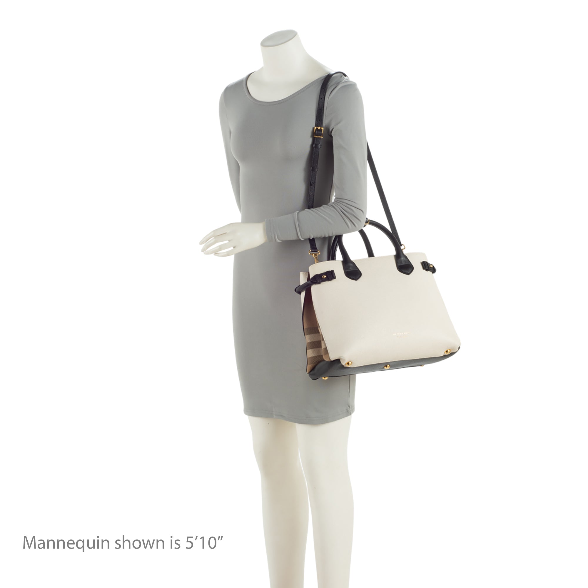 Burberry House Check Leather Banner Medium Tote (SHF-IHmkgX)