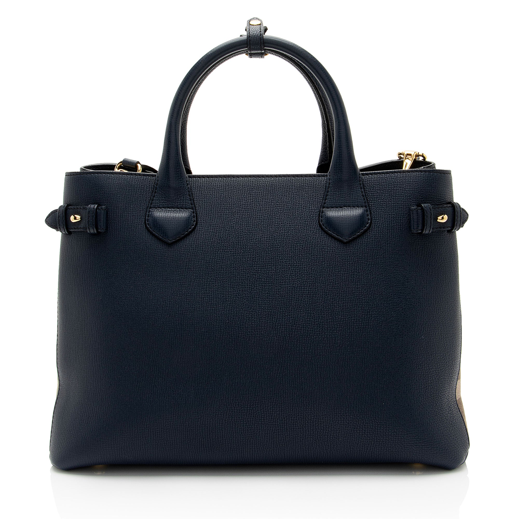 Burberry House Check Leather Banner Medium Tote (SHF-8z38Ea)