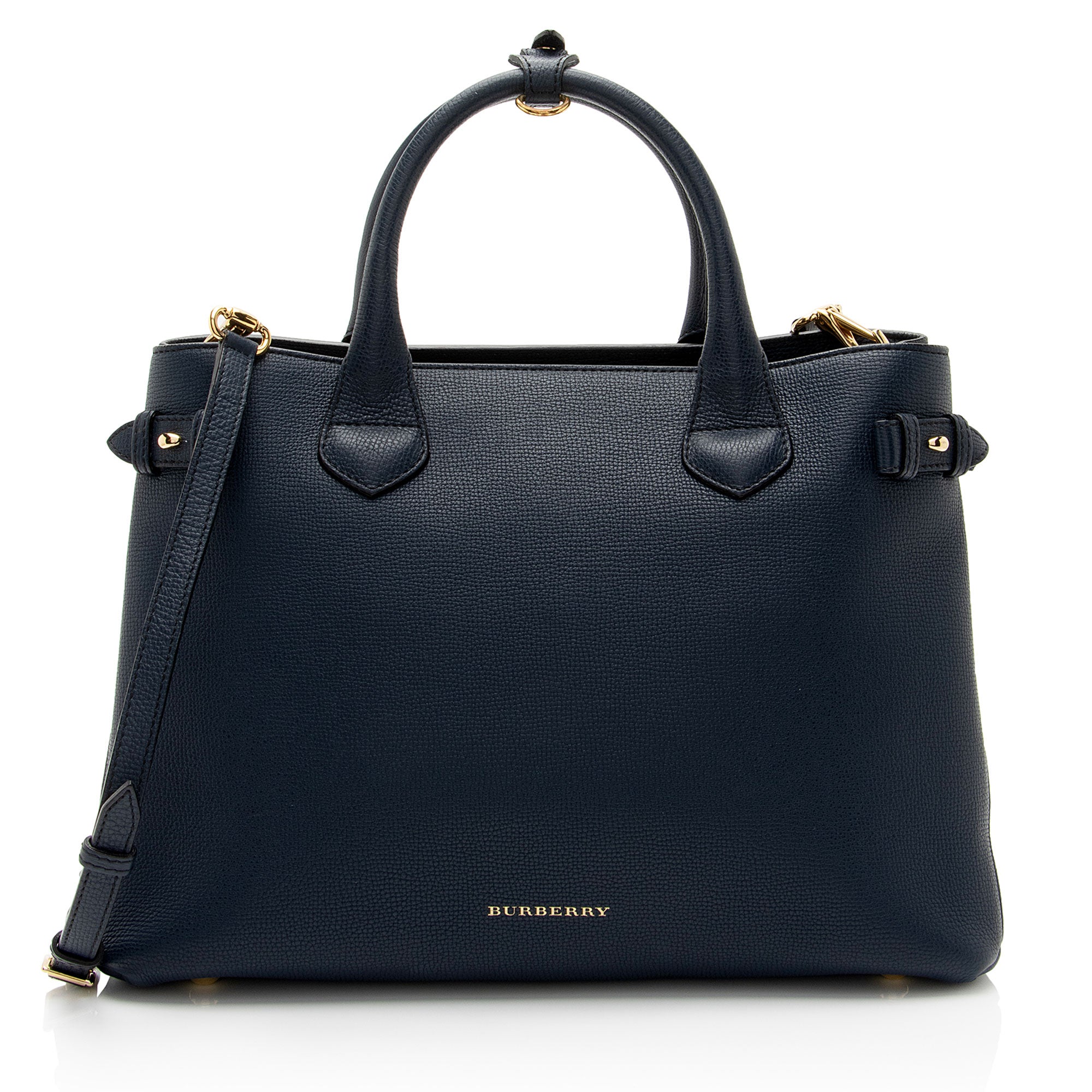 Burberry House Check Leather Banner Medium Tote (SHF-8z38Ea)