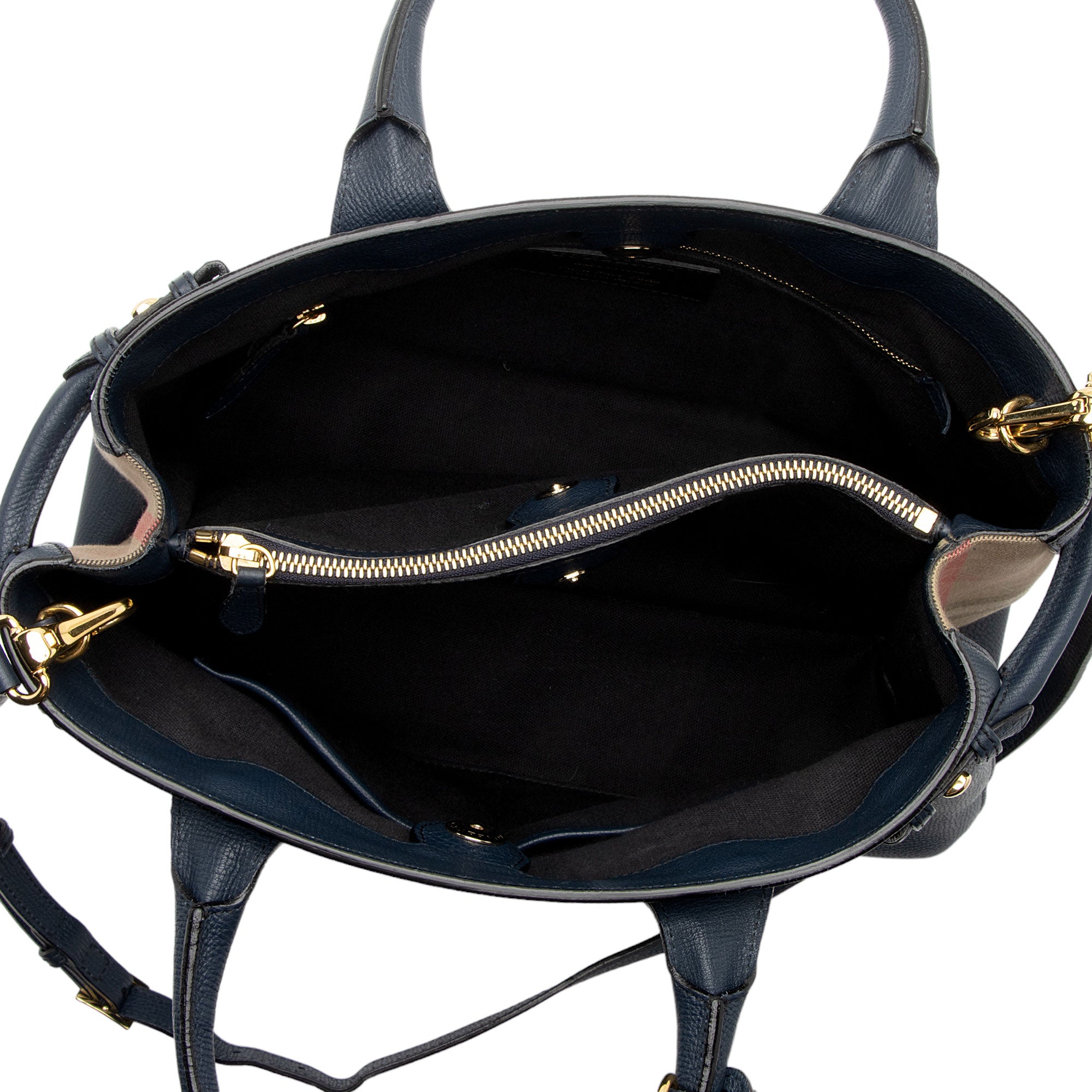 Burberry House Check Leather Banner Medium Tote (SHF-8z38Ea)