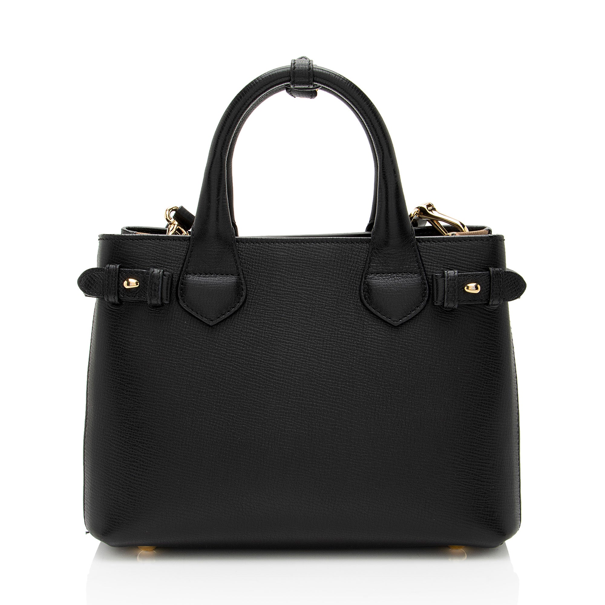 Burberry House Check Leather Banner Small Tote