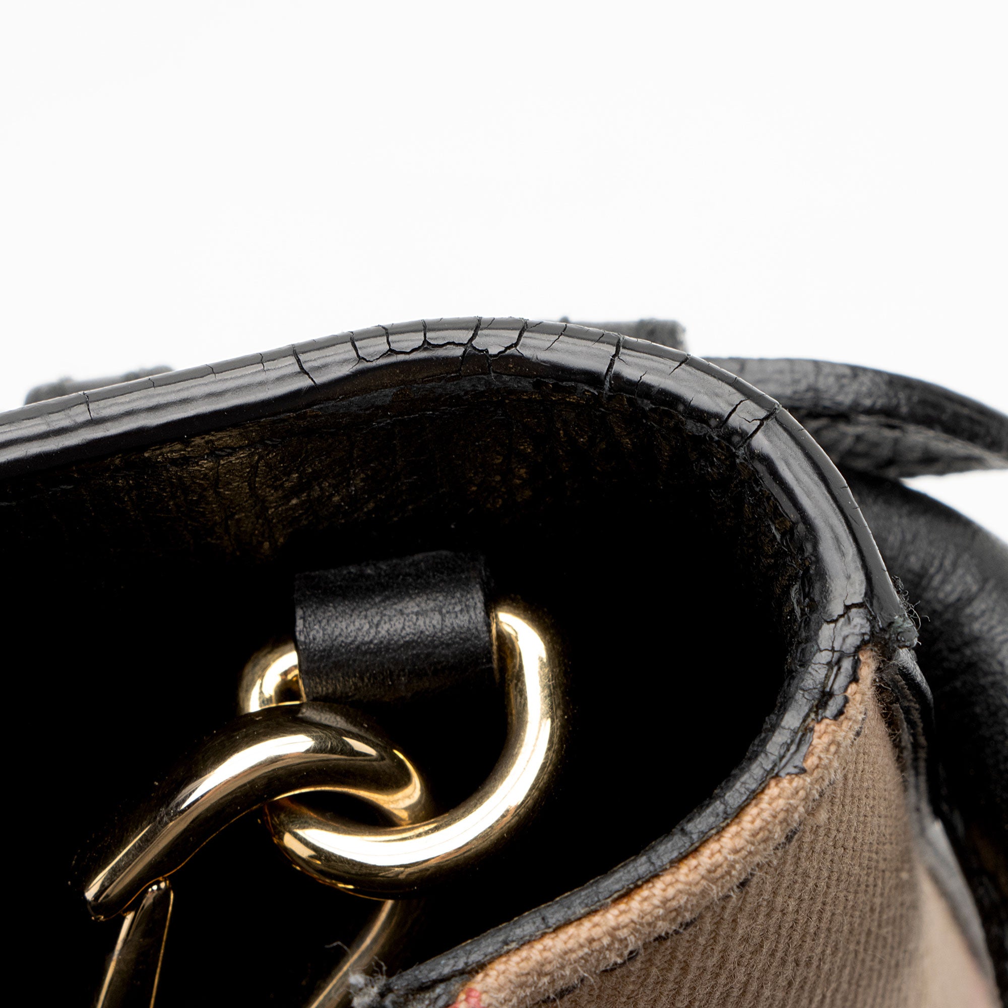 Burberry House Check Leather Banner Small Tote