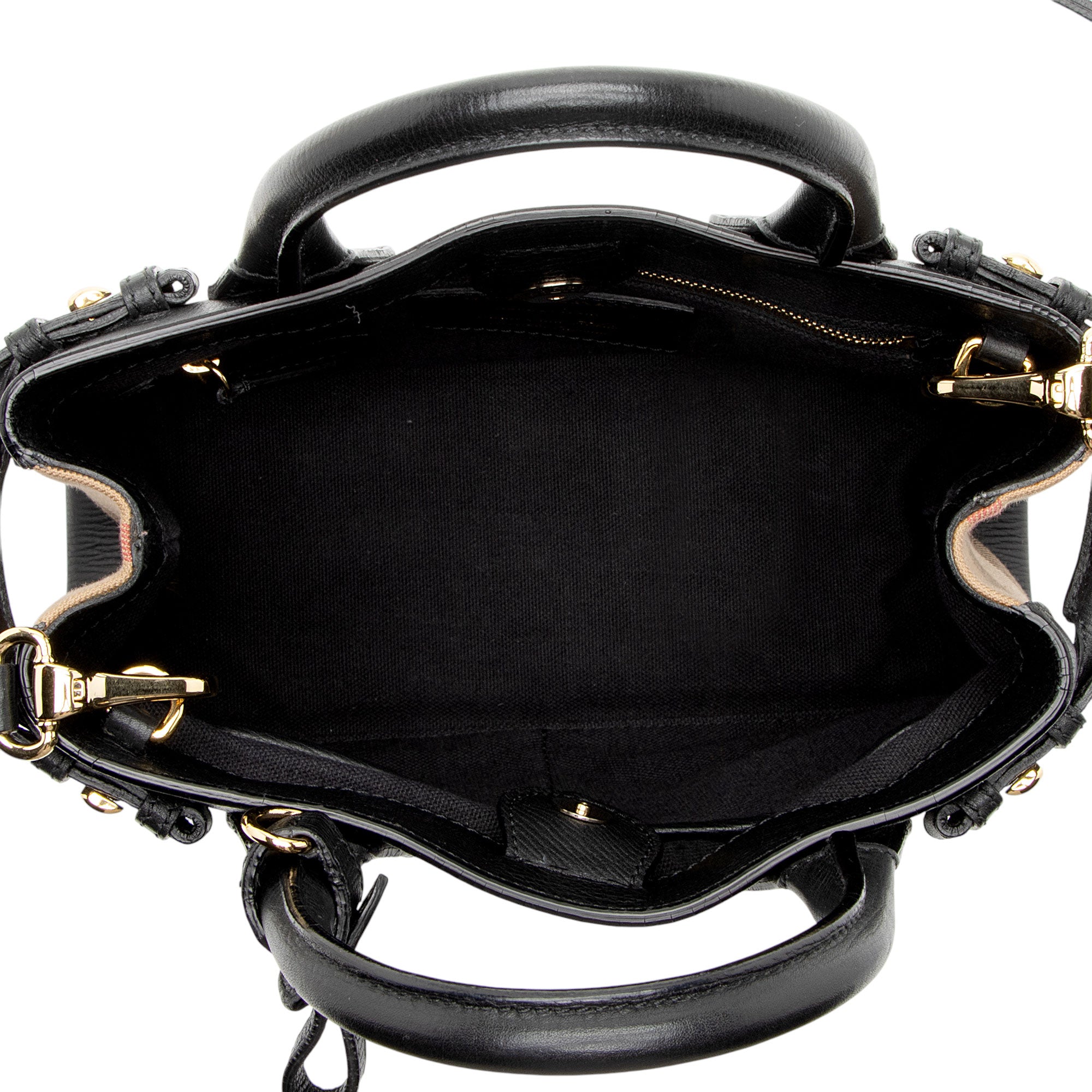 Burberry House Check Leather Banner Small Tote