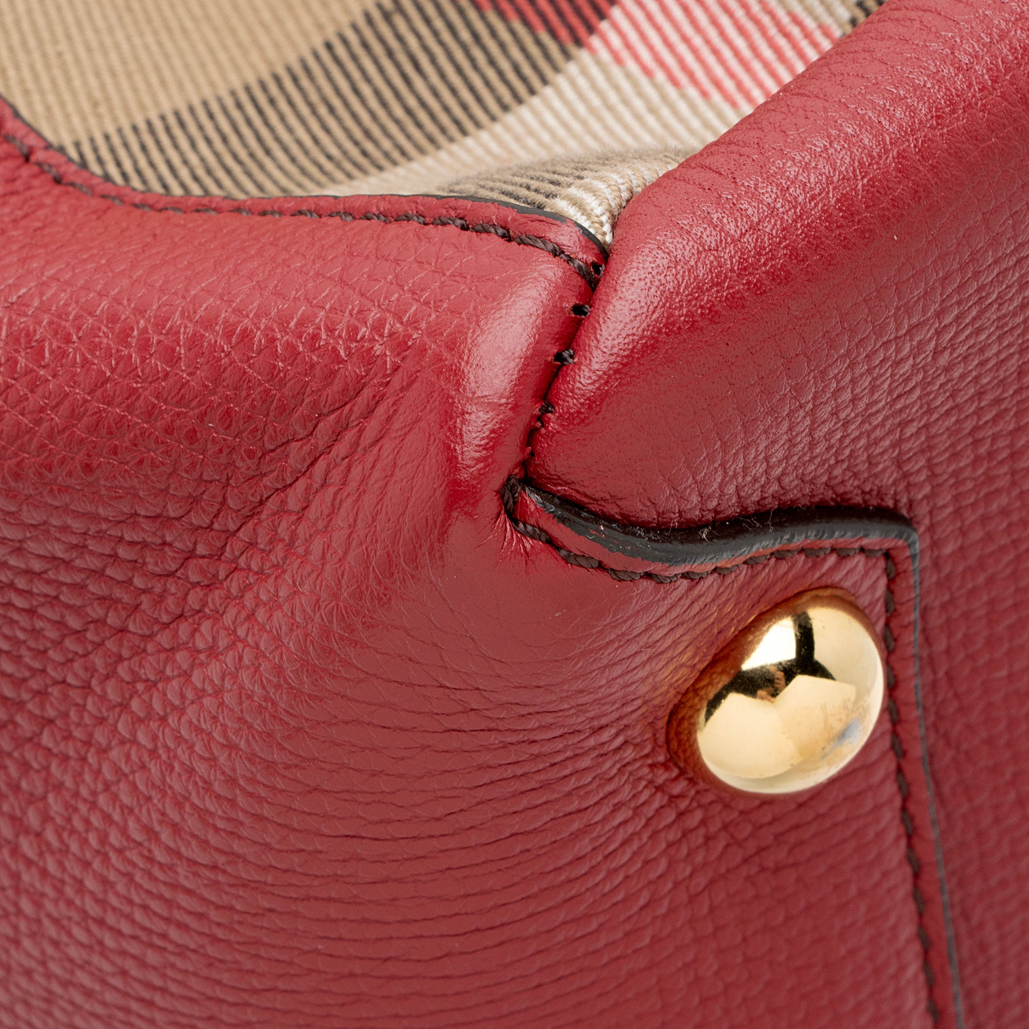 Burberry House Check Leather Banner Small Tote