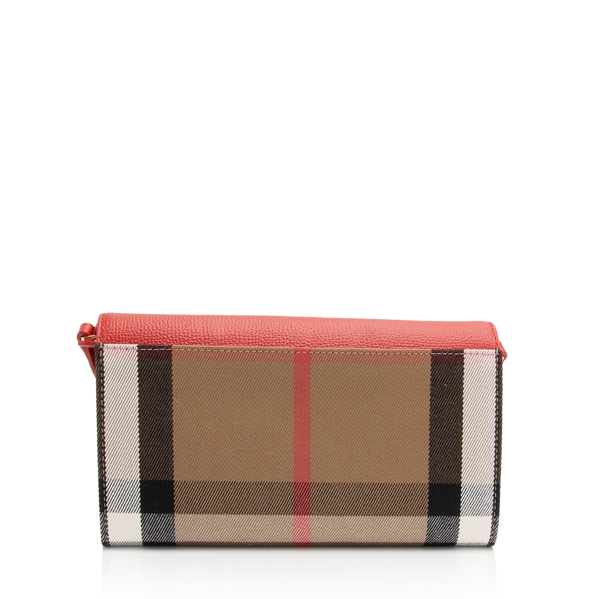 Burberry House Check Leather Hannah Wallet on Strap (SHF-eQV5N5)