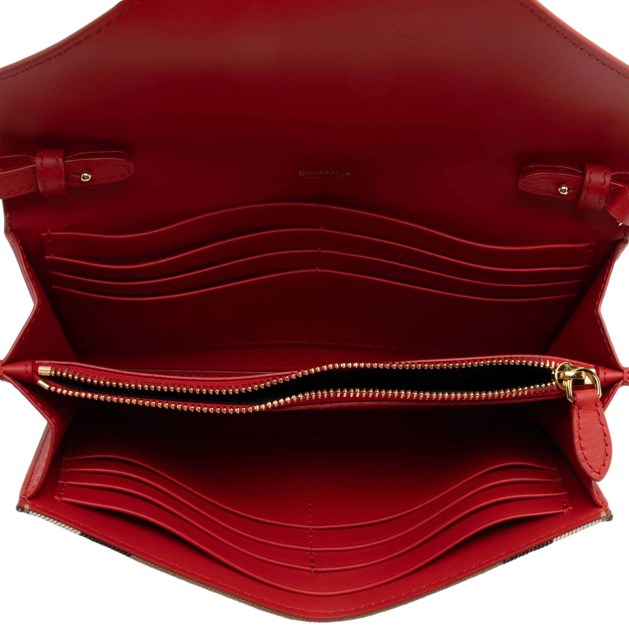 Burberry House Check Leather Hannah Wallet on Strap (SHF-eQV5N5)