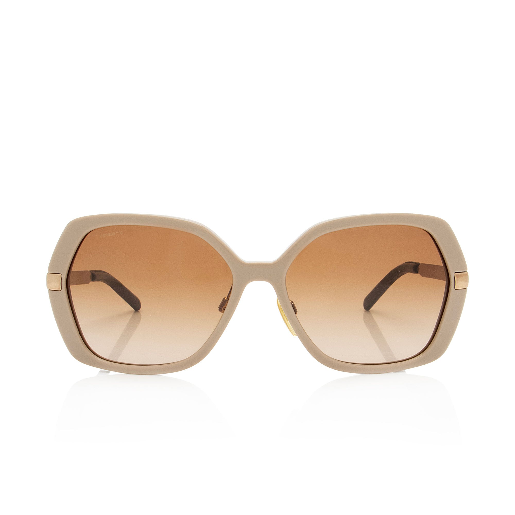 Burberry Leather Arm Oversized Square Sunglasses
