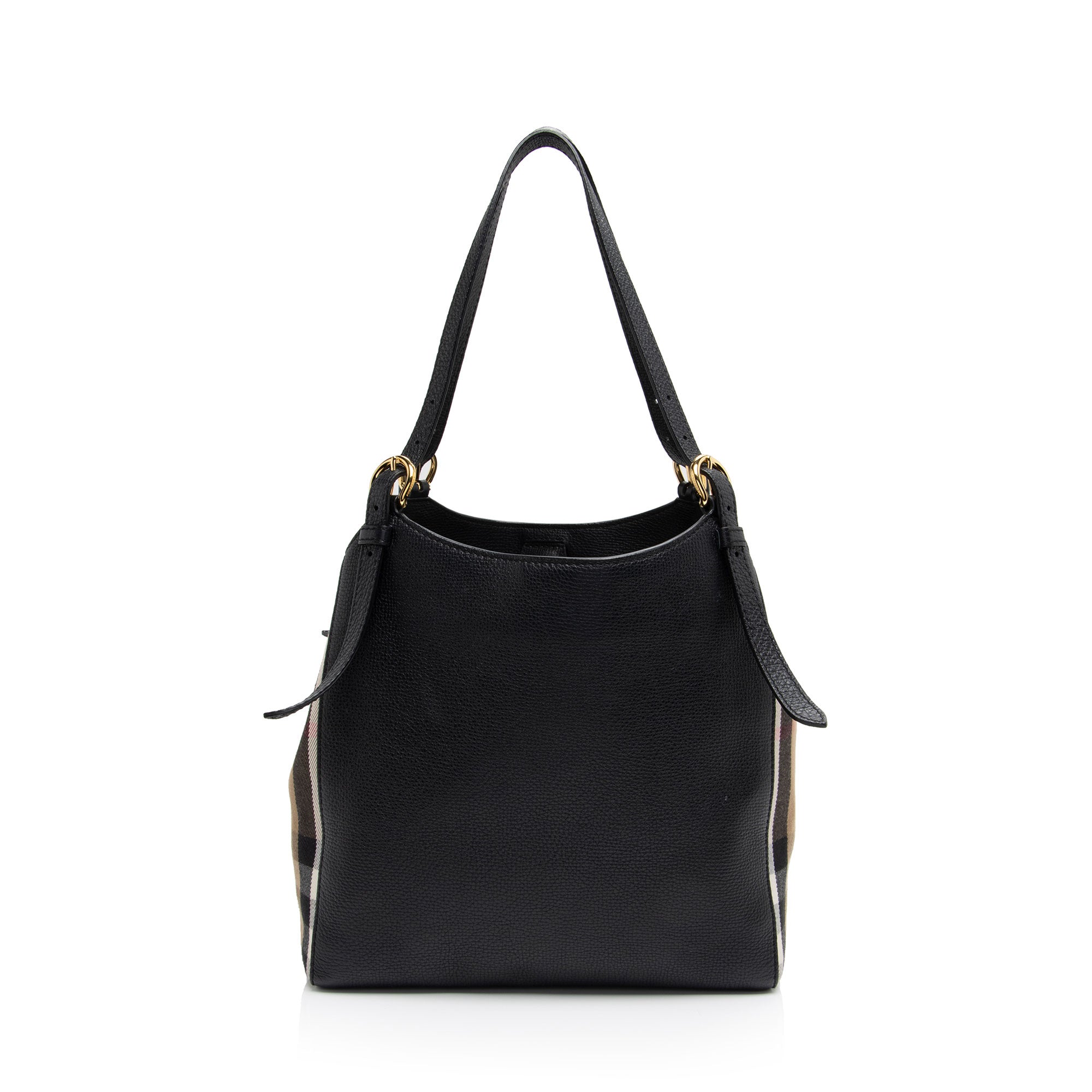 Burberry Leather House Check Derby Canterbury Small Tote (SHF-ANV3FD)