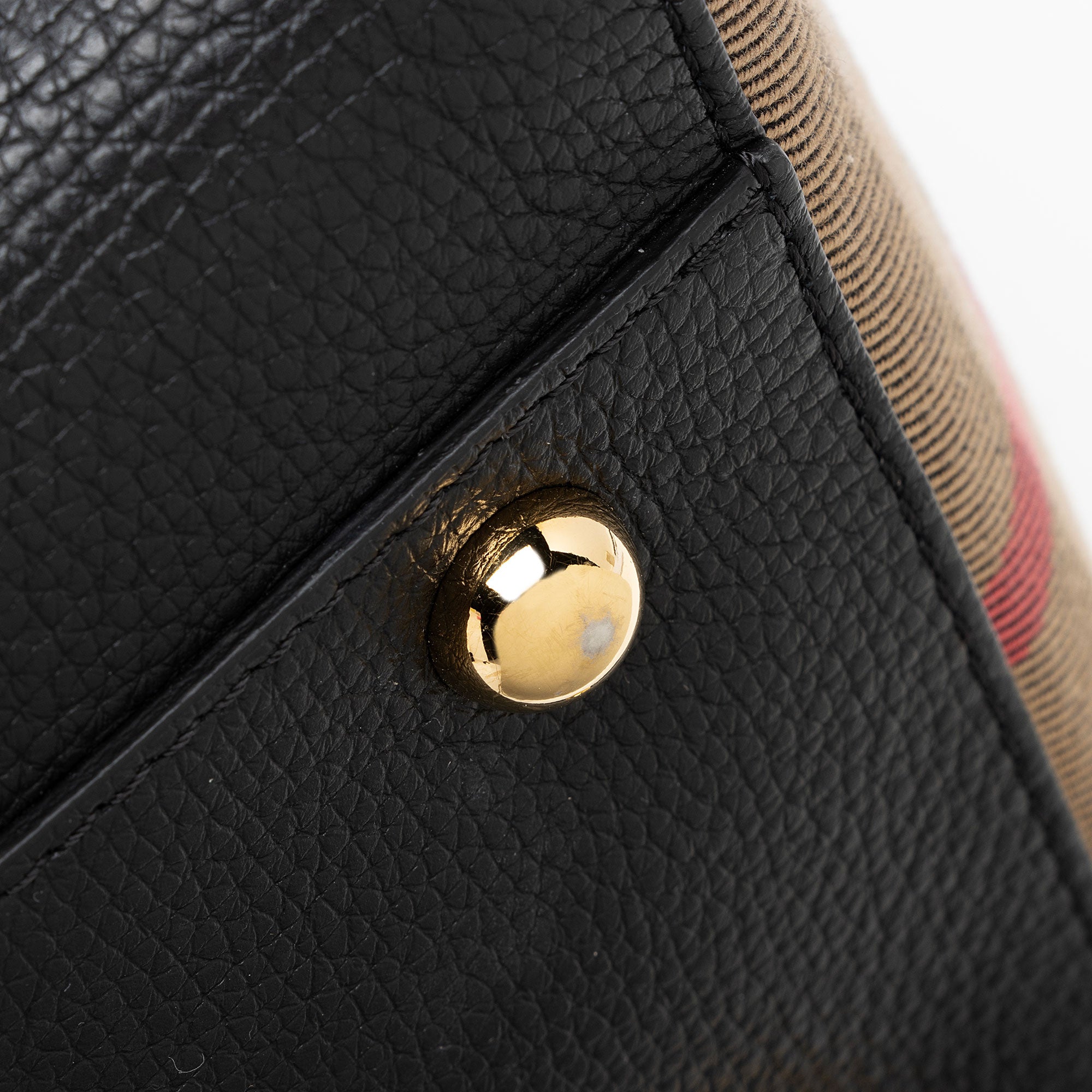 Burberry Leather House Check Derby Canterbury Small Tote (SHF-ANV3FD)