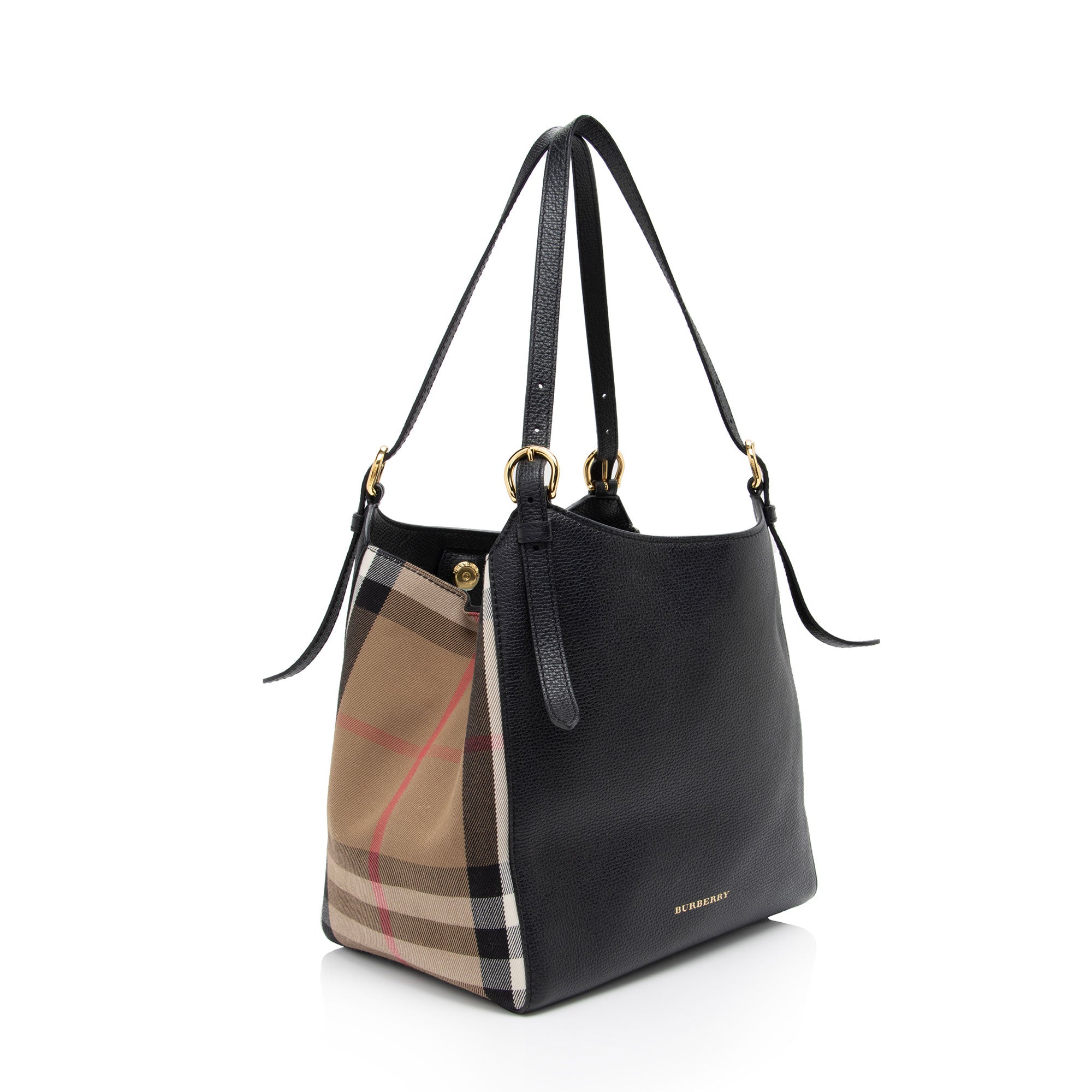 Burberry Leather House Check Derby Canterbury Small Tote (SHF-ANV3FD)