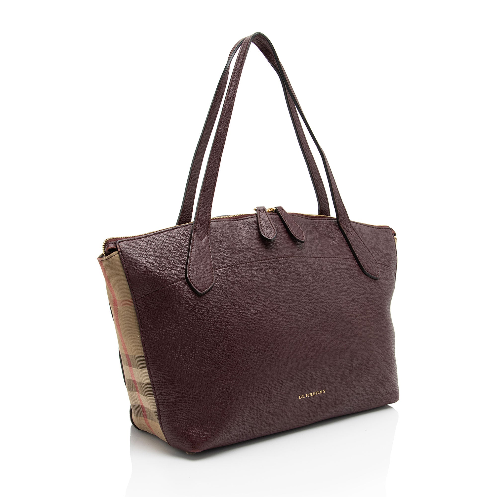 Burberry Leather House Check Derby Welburn Small Tote