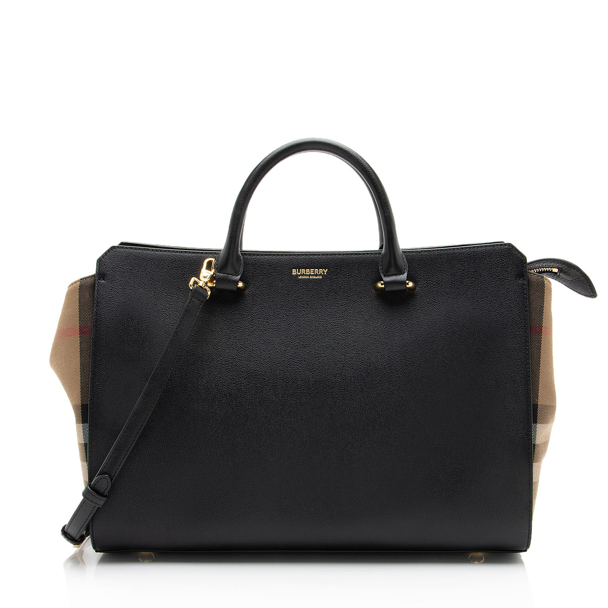 Burberry Leather Nova Check Banwell Medium Tote