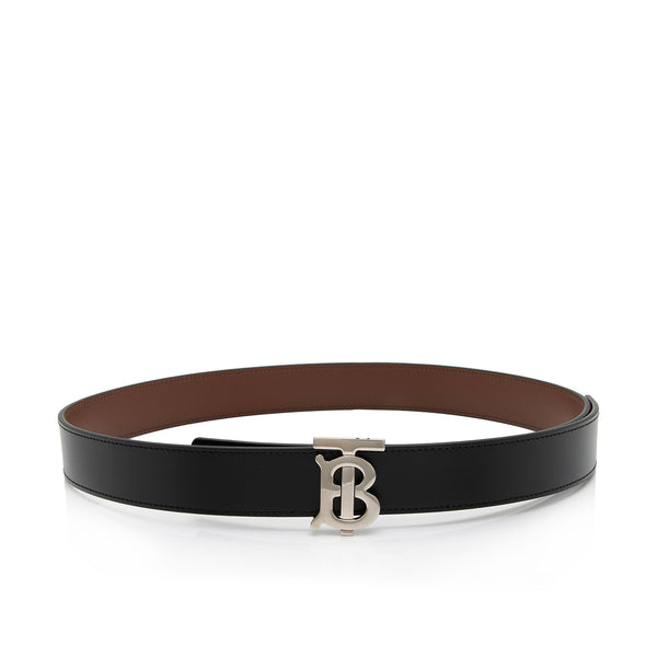 BURBERRY: reversible leather belt with TB buckle - Black