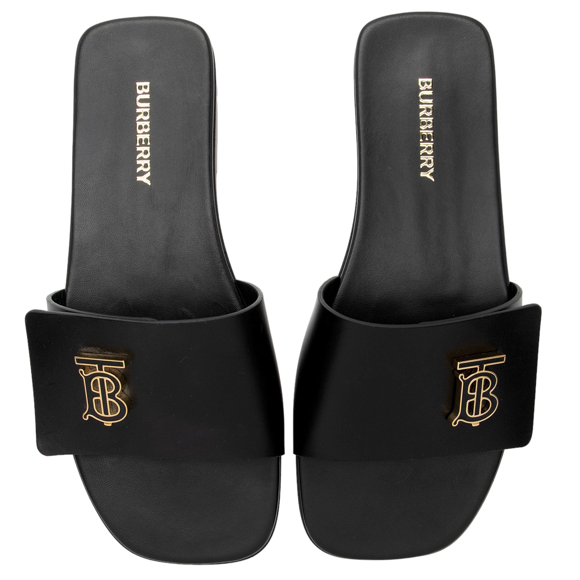 Burberry Leather TB Plaque Sandals - Size 6 / 36