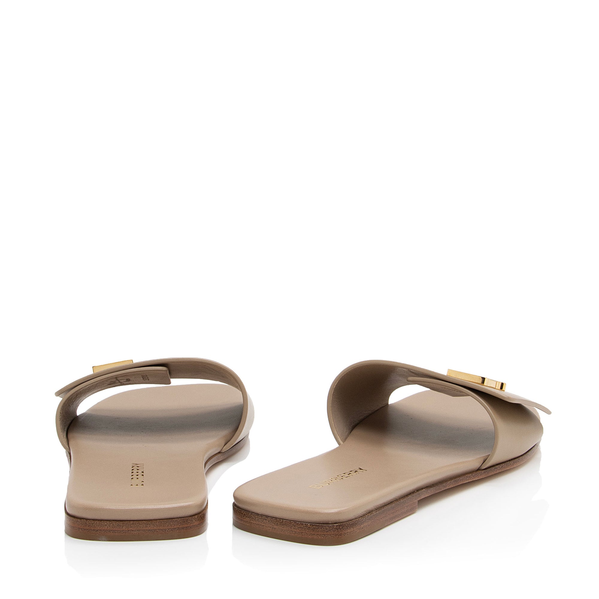 Burberry Leather TB Plaque Sandals - Size 7.5 / 37.5 (SHF-CooxDZ)