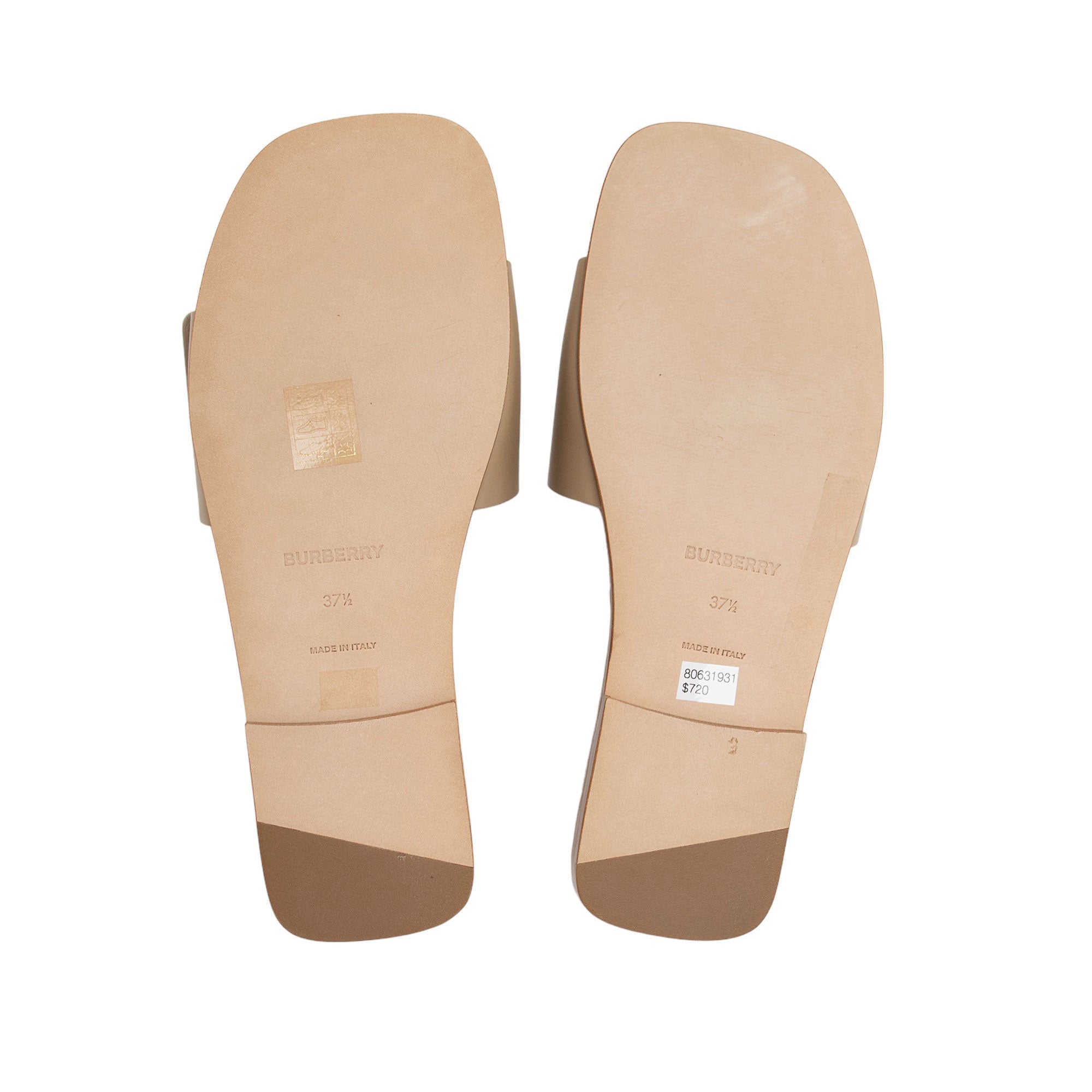 Burberry Leather TB Plaque Sandals - Size 7.5 / 37.5 (SHF-CooxDZ)