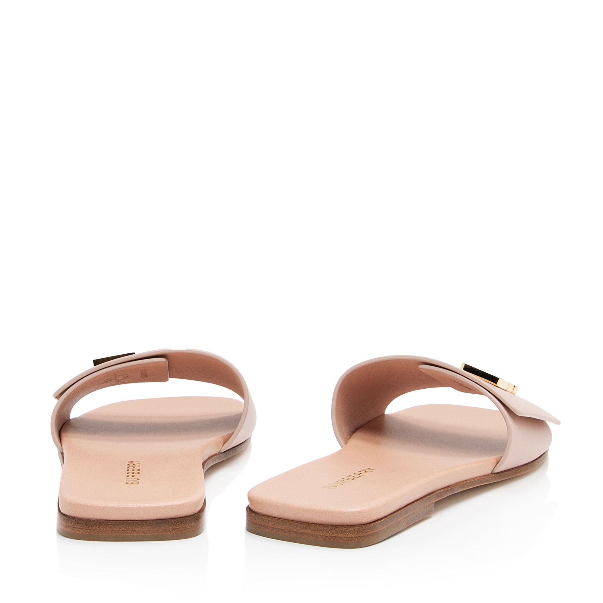 Burberry Leather TB Plaque Sandals - Size 8 / 38 (SHF-gnPUco)