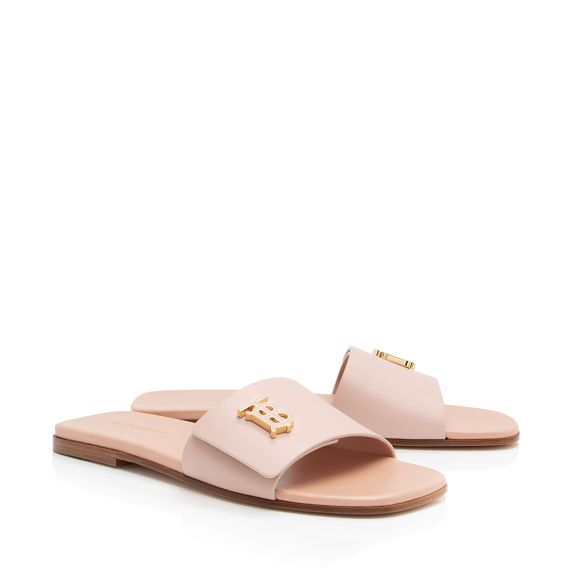 Burberry Leather TB Plaque Sandals - Size 8 / 38 (SHF-gnPUco)