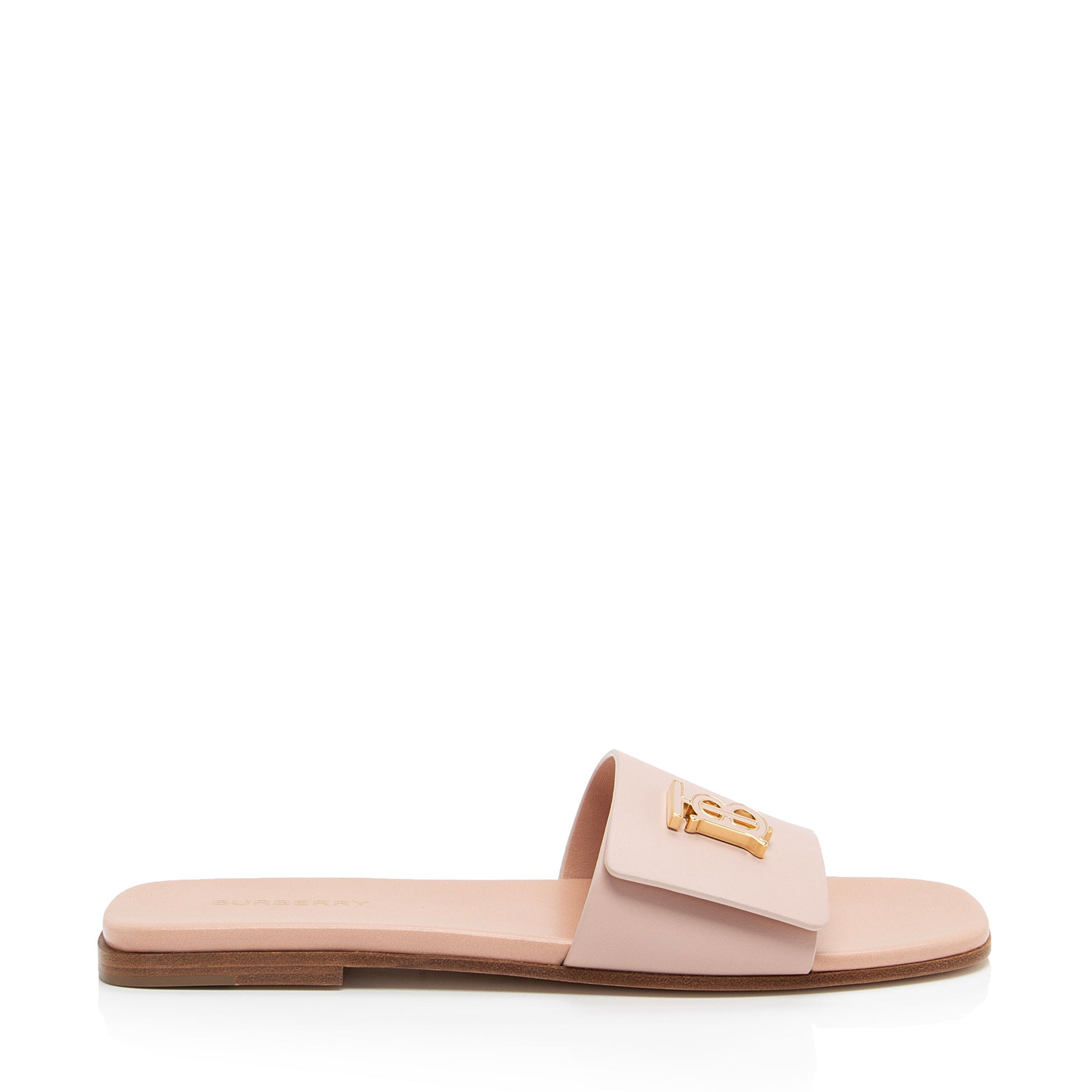 Burberry Leather TB Plaque Sandals - Size 8 / 38 (SHF-gnPUco)