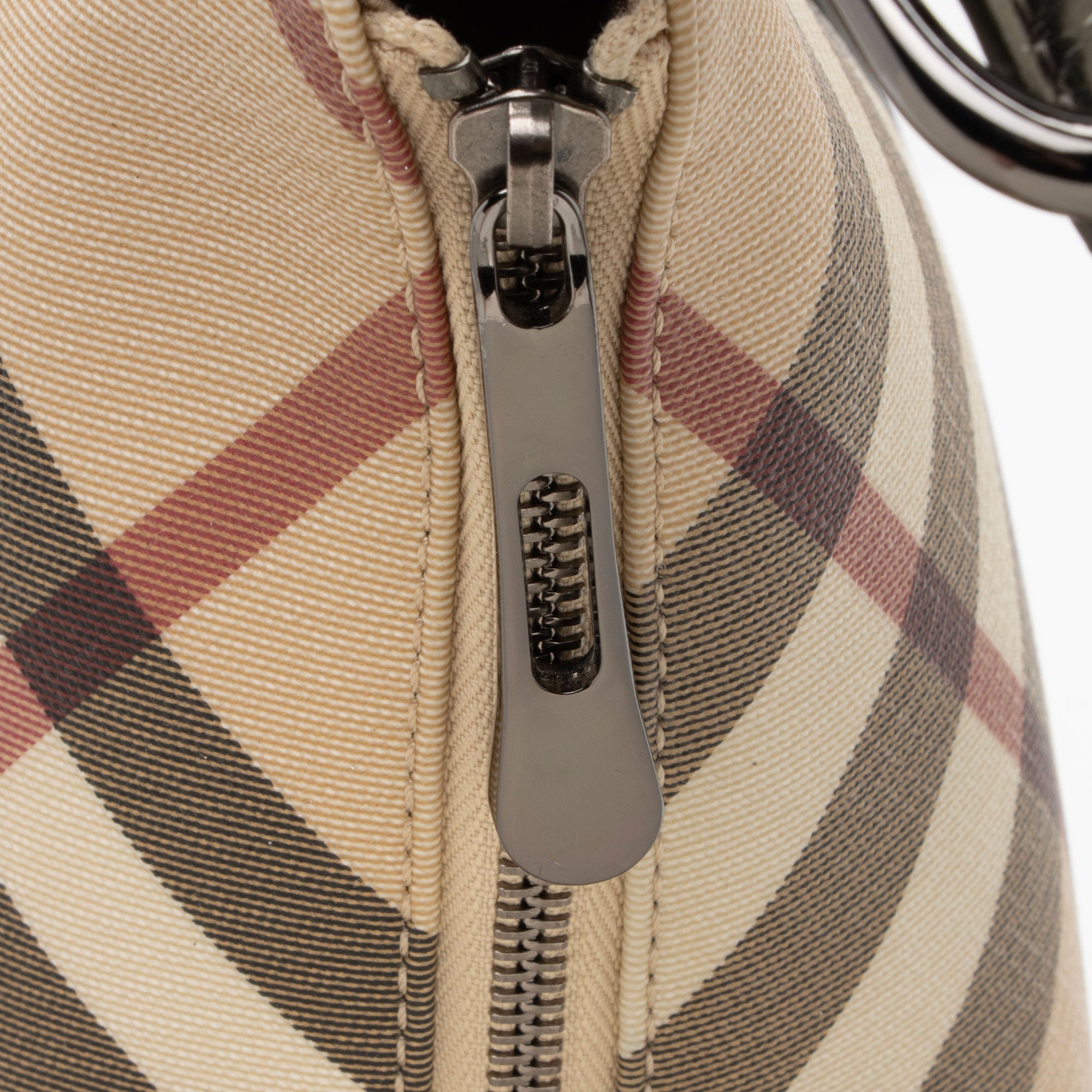 Burberry Metallic Patent Leather Nova Check Buckle Hobo