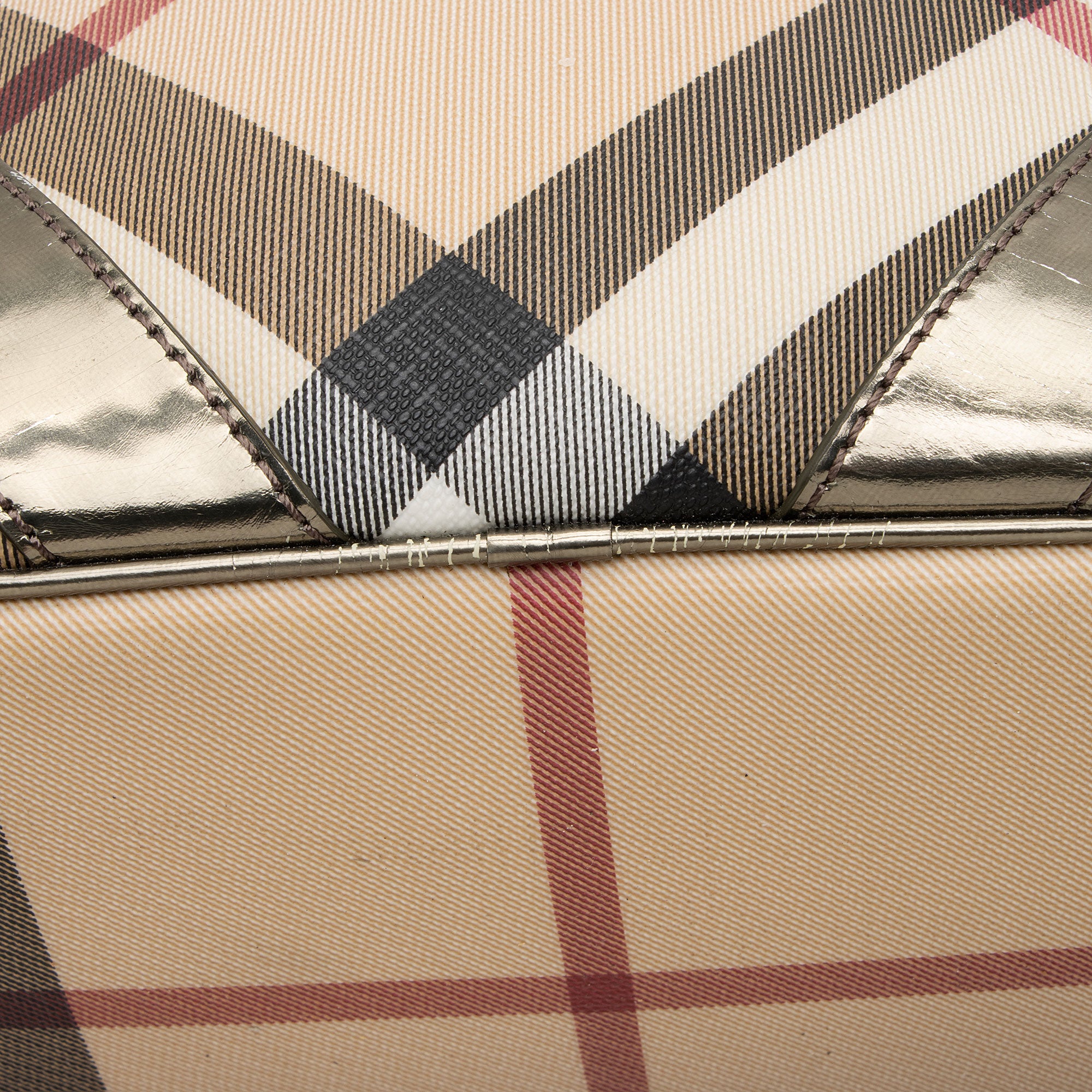 Burberry Metallic Patent Leather Nova Check Buckle Hobo