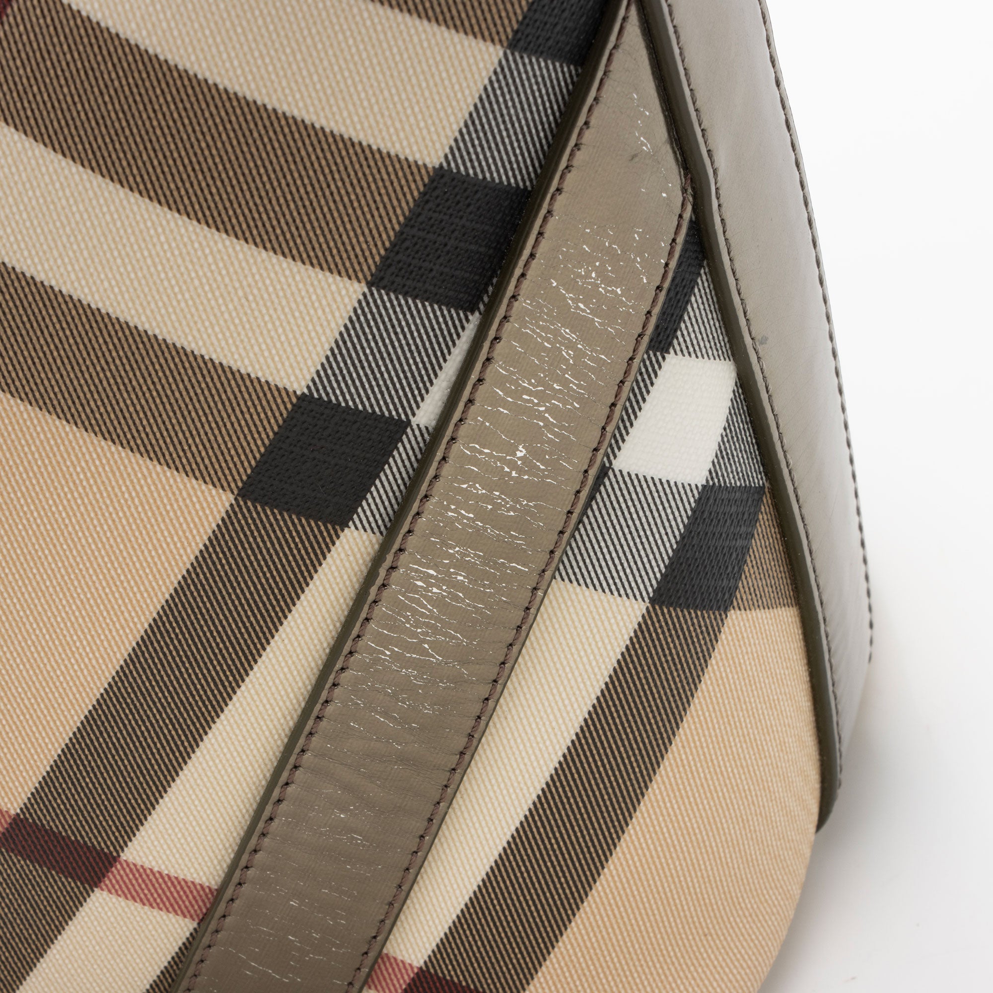 Burberry Metallic Patent Leather Nova Check Buckle Hobo