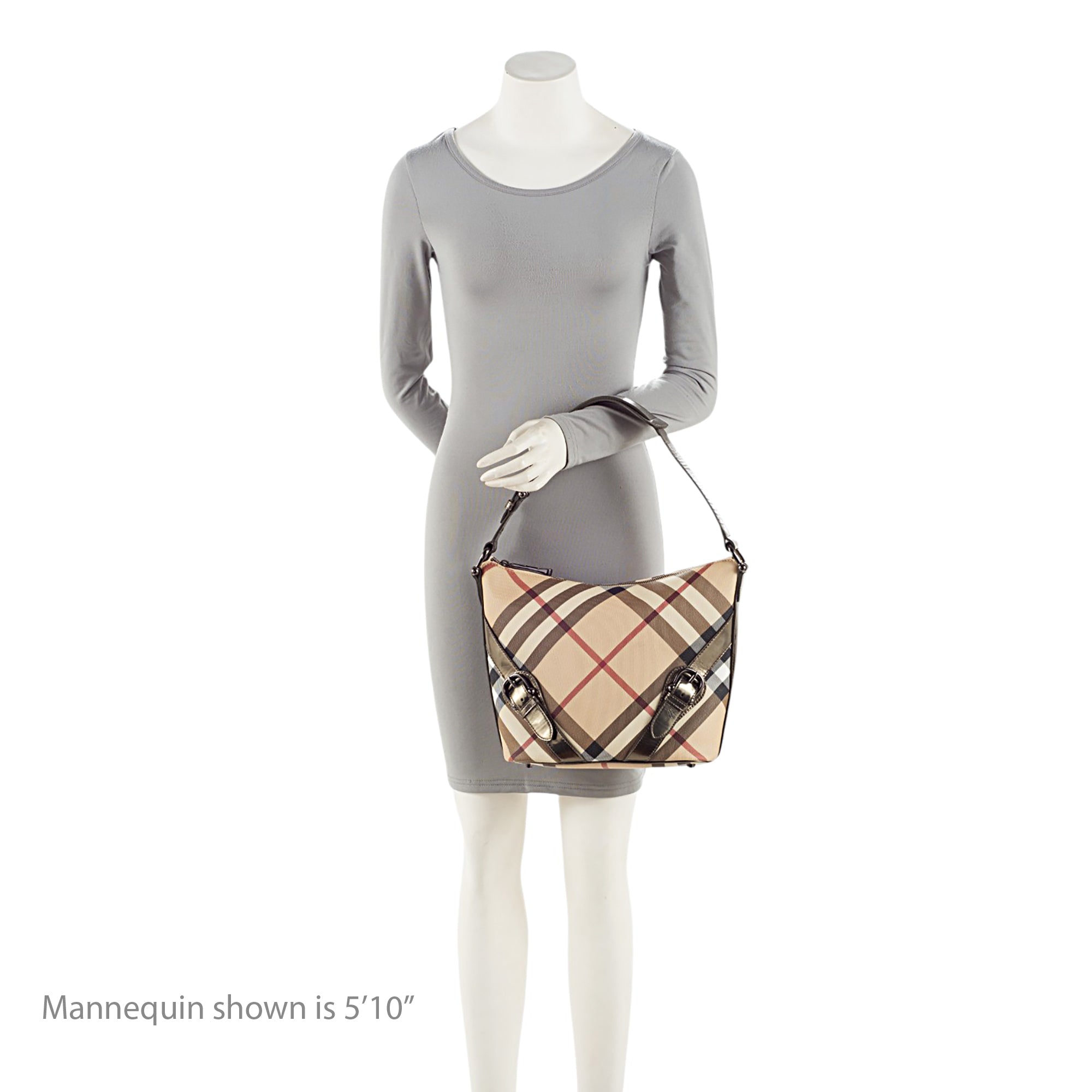 Burberry Metallic Patent Leather Nova Check Buckle Hobo