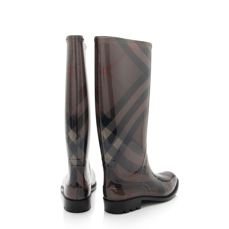 Burberry Nova Check Rubber Rain Boots - Size 7 / 37 (SHF-Dg5HId)