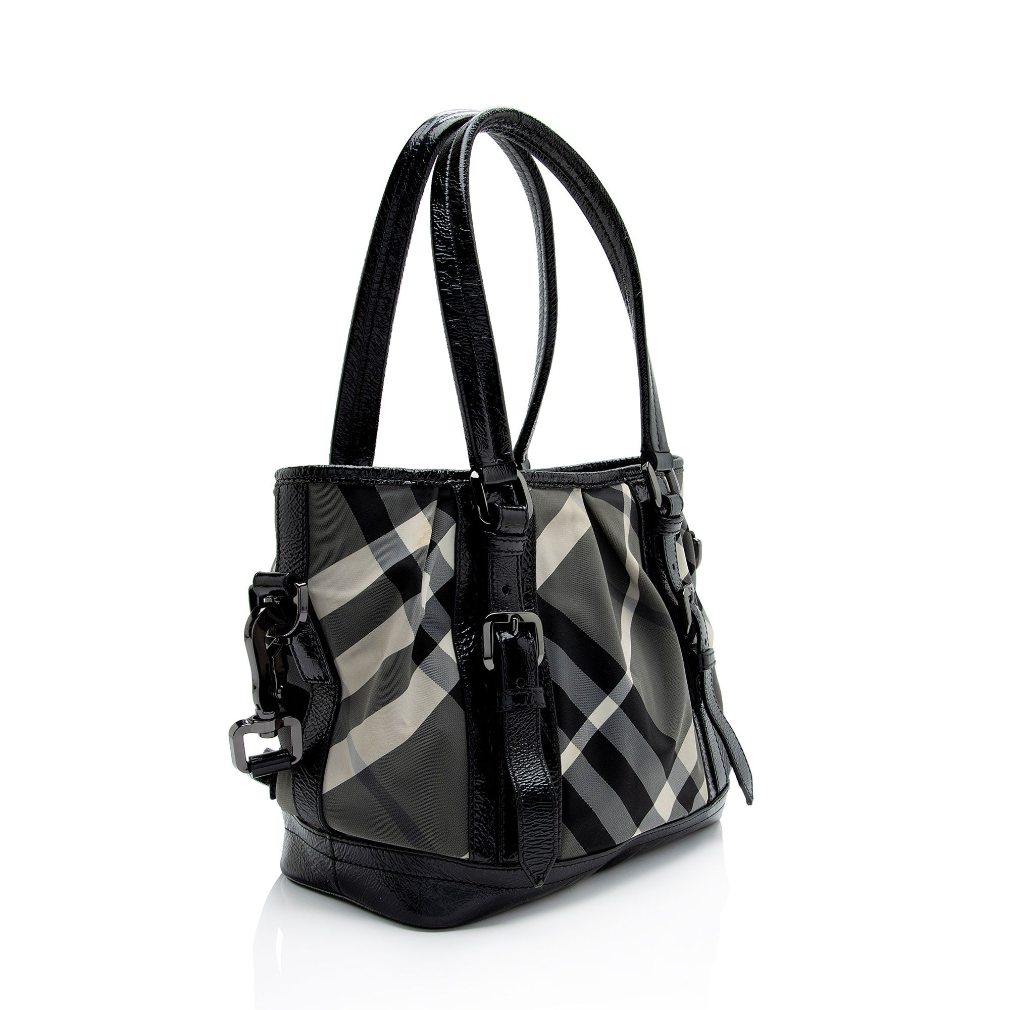 Burberry Nylon Beat Check Lowry Small Tote (SHF-cdEHqY)