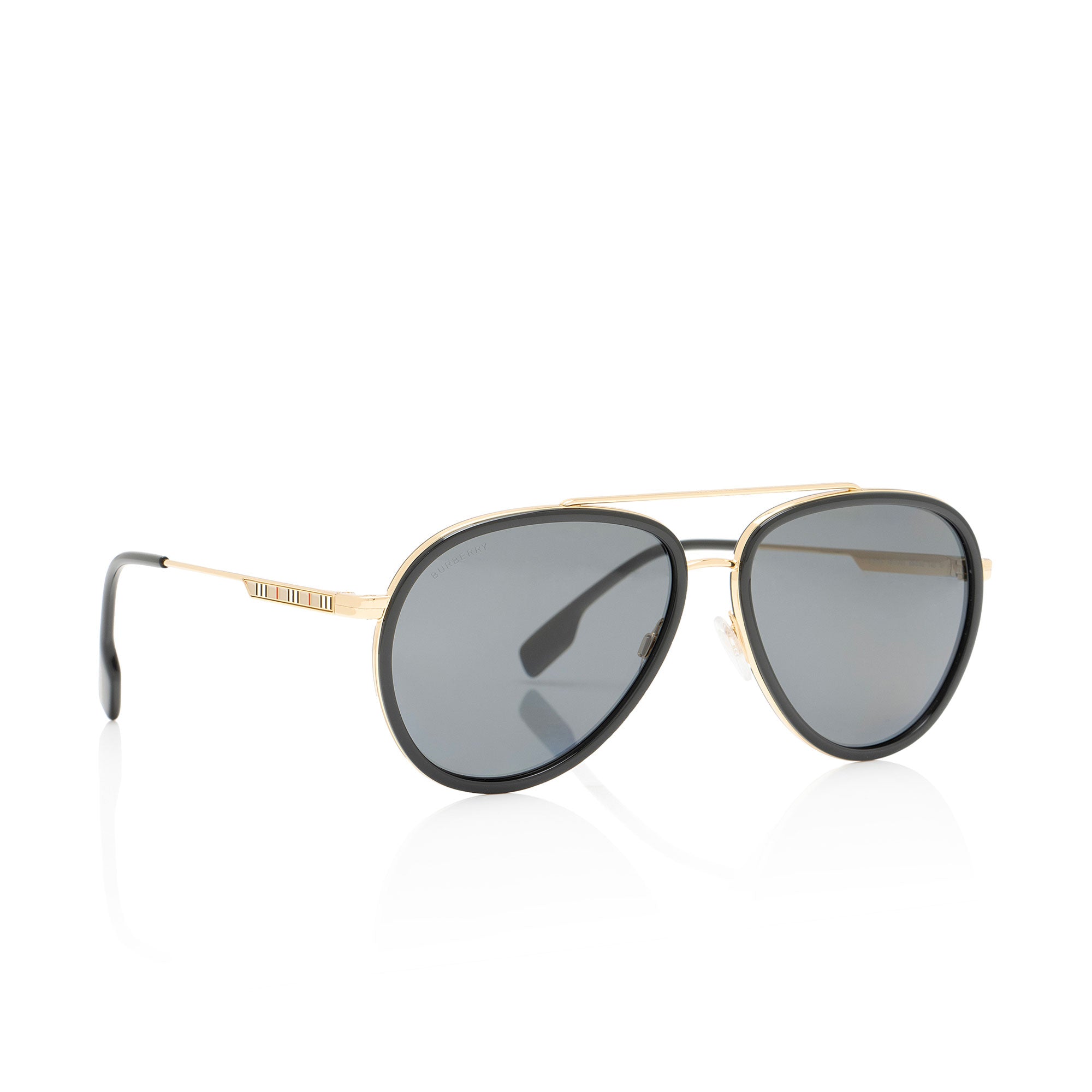 Burberry Polarized Check Aviator Sunglasses