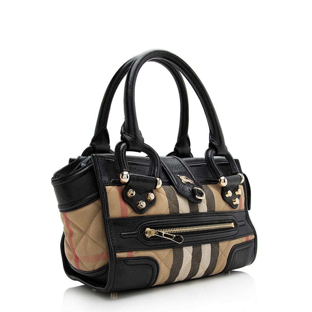 Burberry Quilted House Check Mini Manor Satchel (SHF-21845)