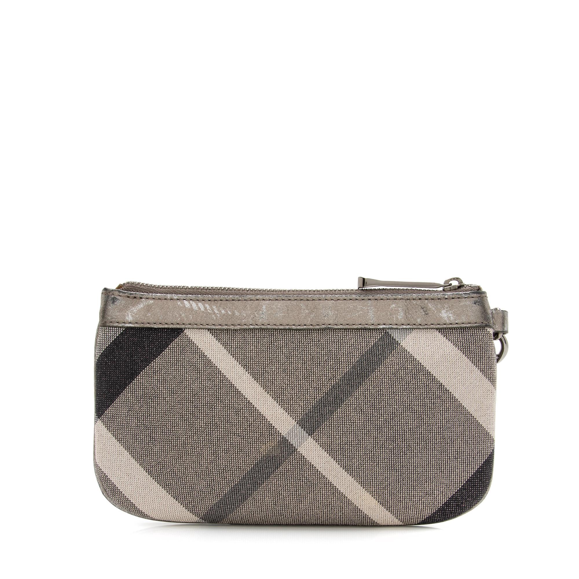 Burberry Shimmer Check Metallic Leather Prorsum Wristlet (SHF-23925)