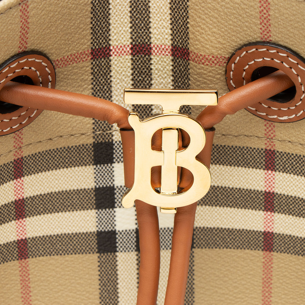 Burberry Vintage Check TB Drawstring Small Bucket Bag