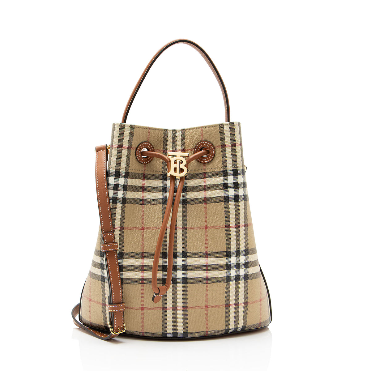 Burberry Vintage Check TB Drawstring Small Bucket Bag