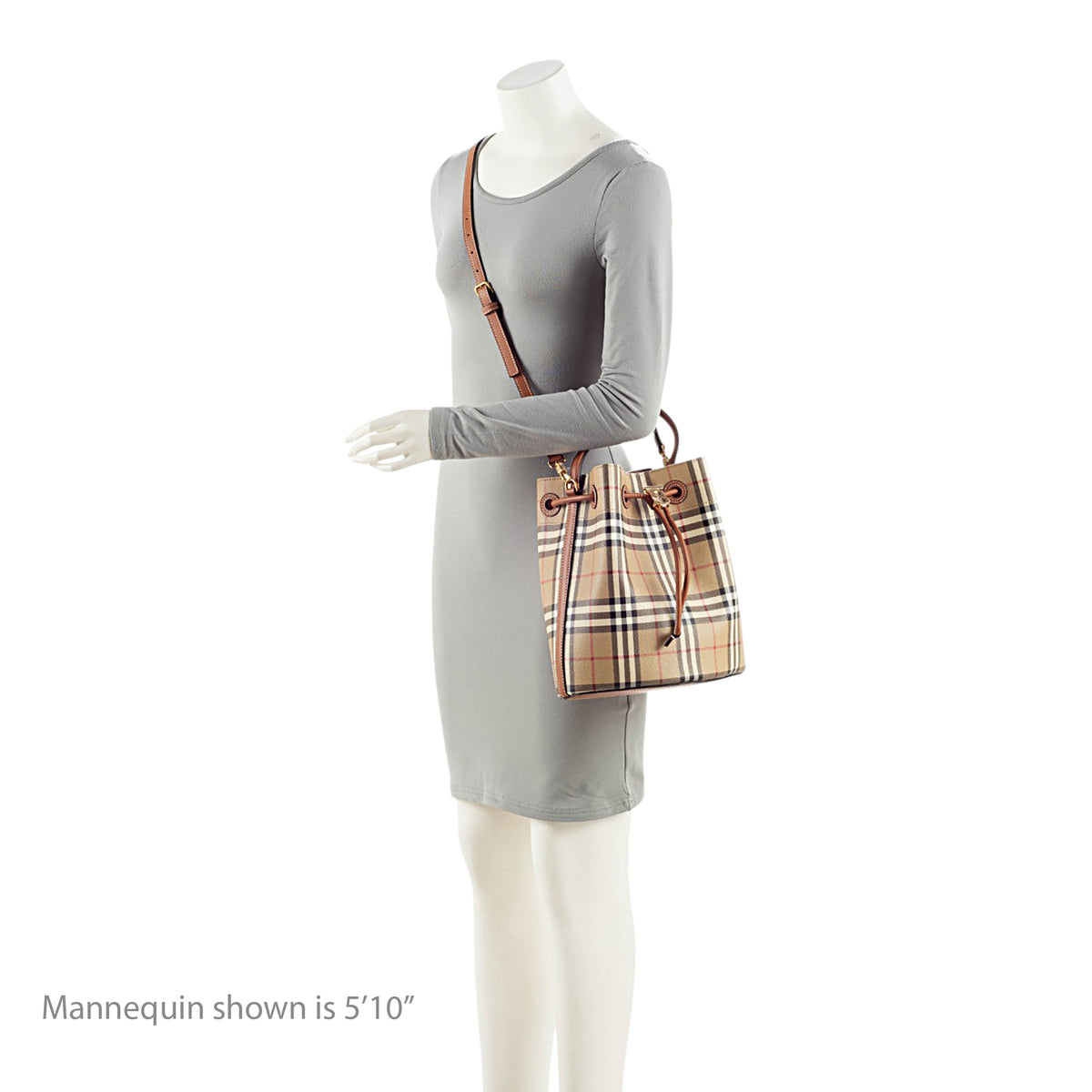Burberry Vintage Check TB Drawstring Small Bucket Bag