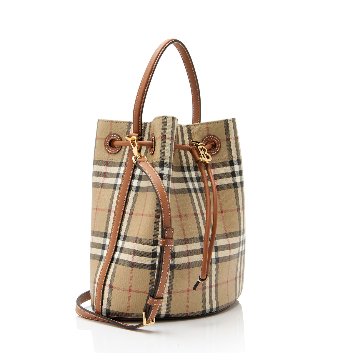 Burberry Vintage Check TB Drawstring Small Bucket Bag