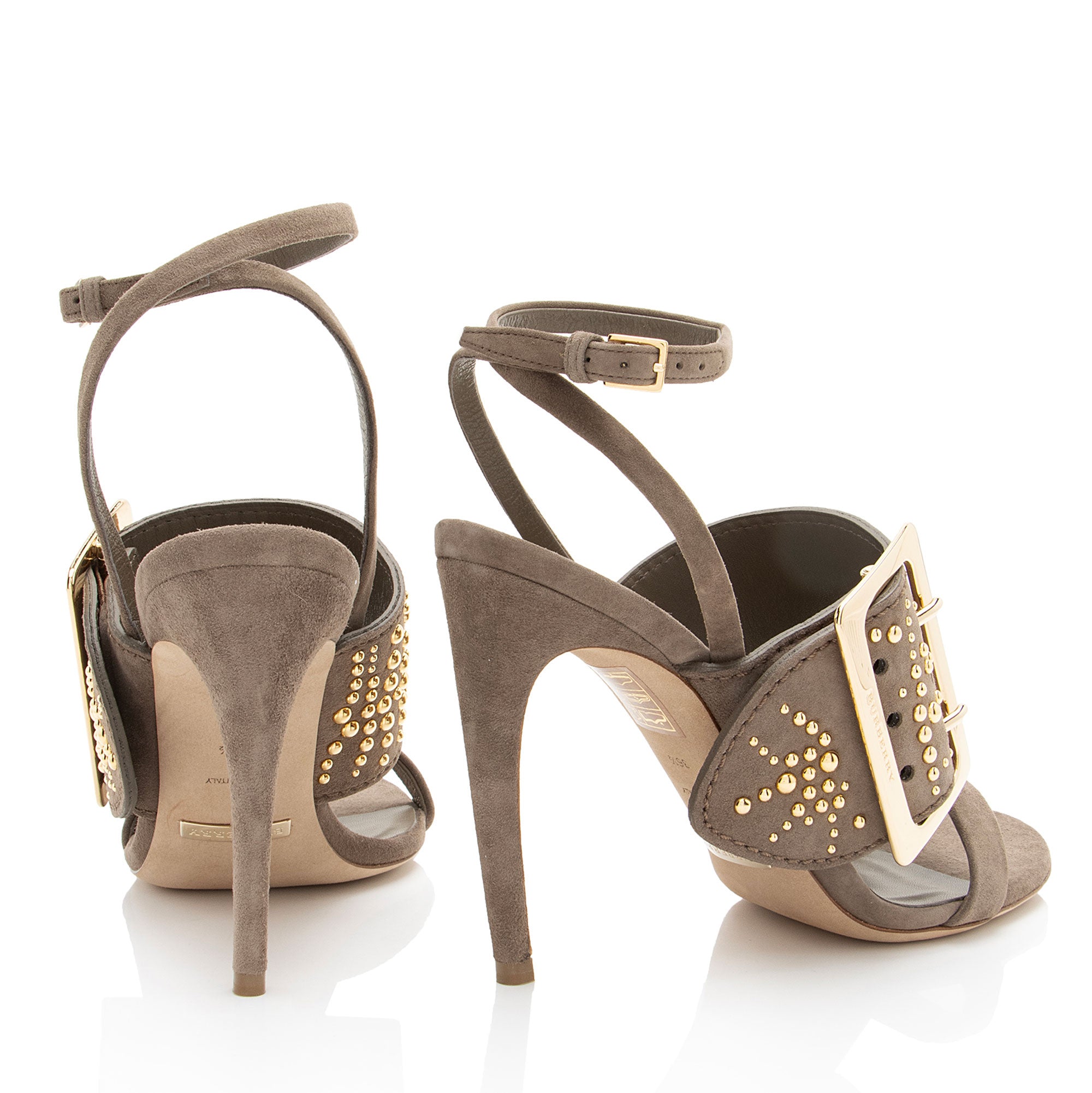 Burberry Studded Suede Buckle Sandals - Size 6.5 / 36.5