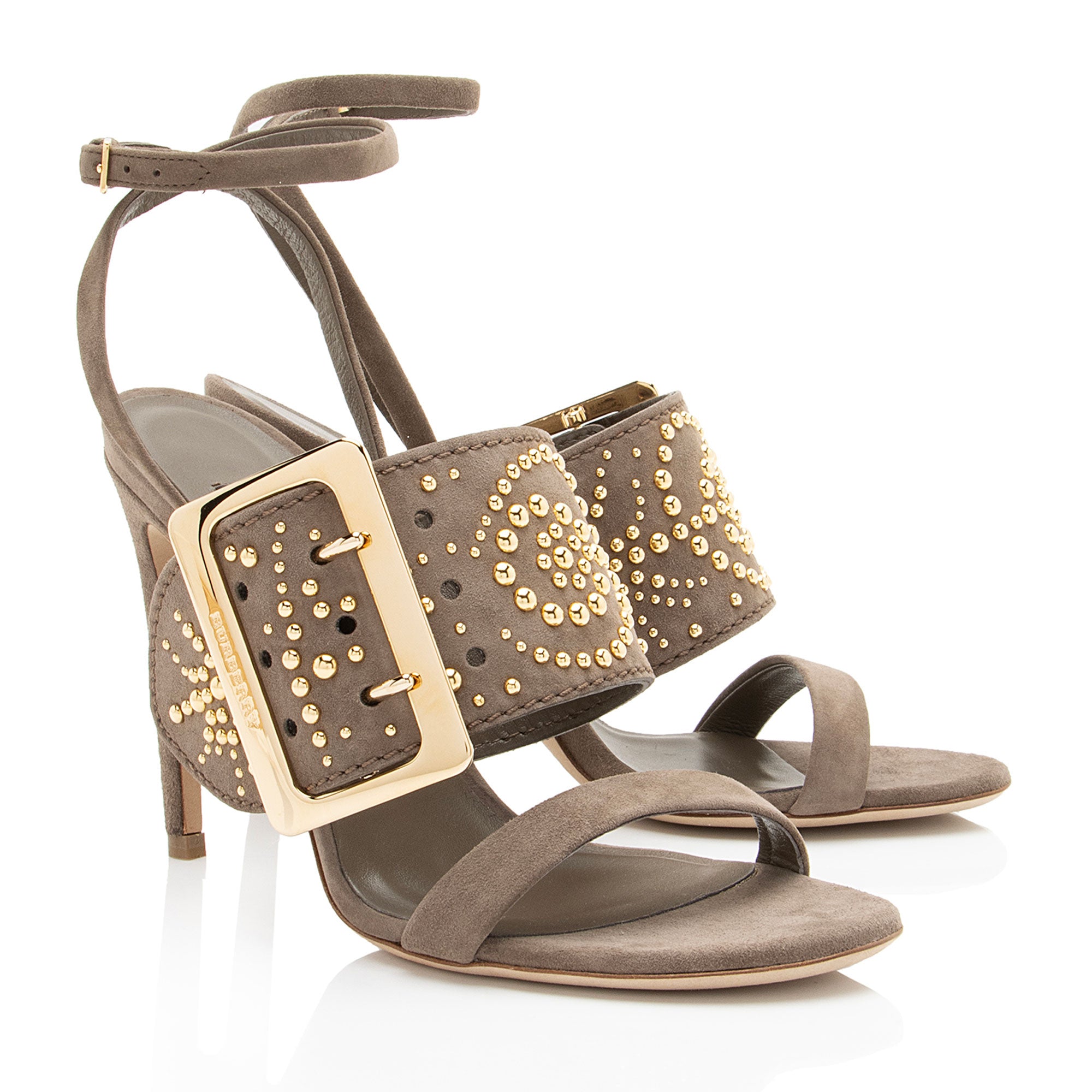 Burberry Studded Suede Buckle Sandals - Size 6.5 / 36.5