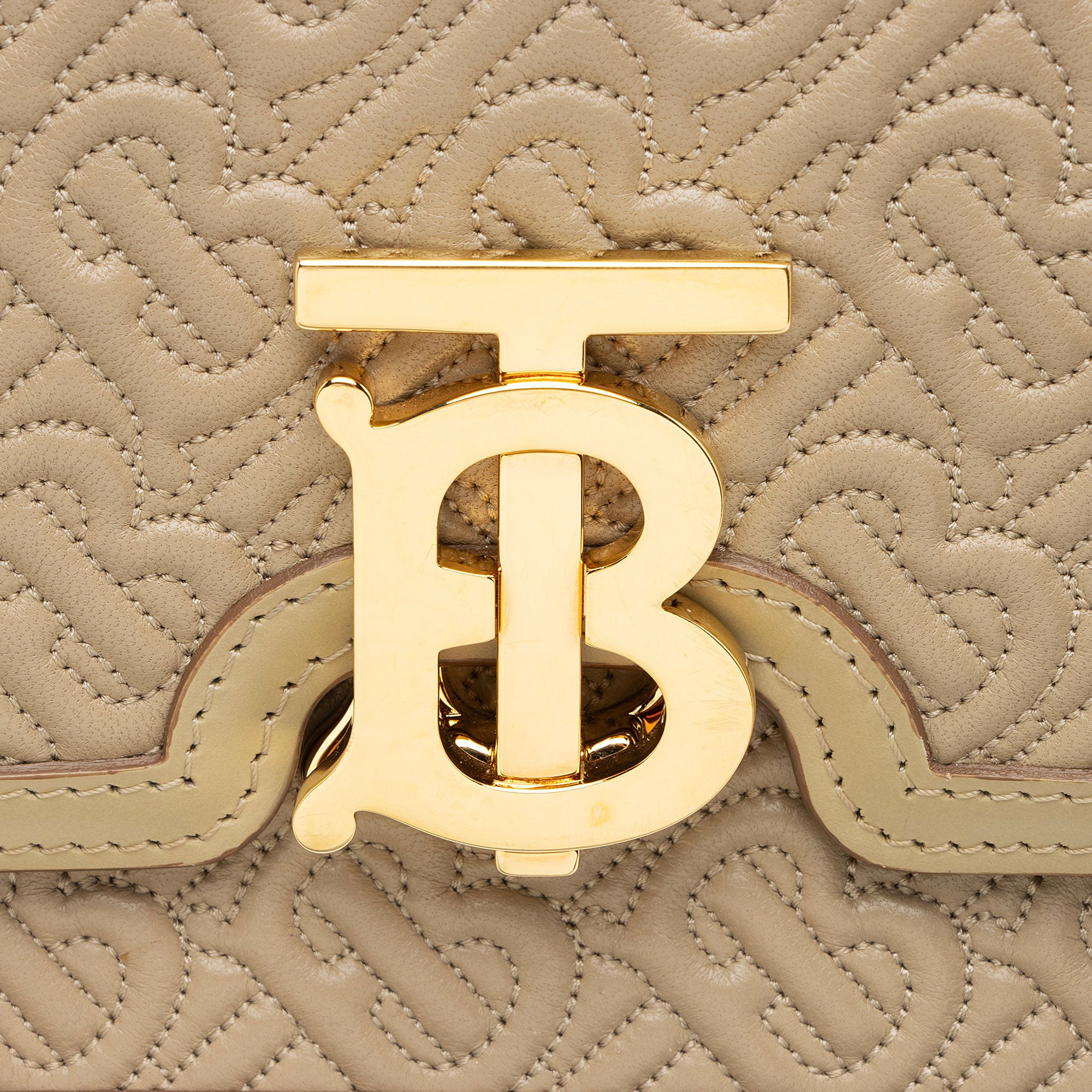 Burberry TB Monogram Embossed Leather Flap Chain Small Shoulder Bag