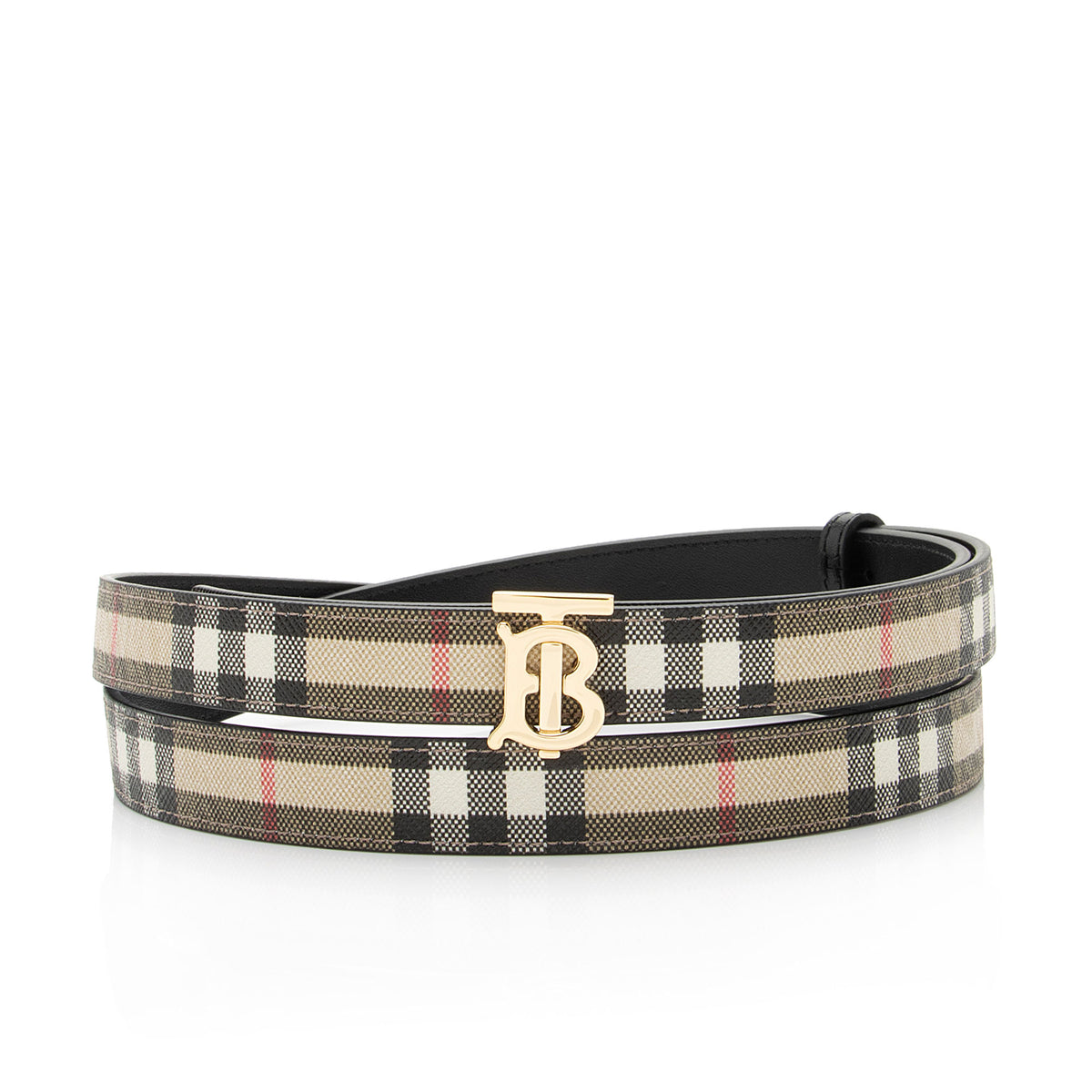 Burberry Vintage Check Leather Reversible TB Monogram Belt 