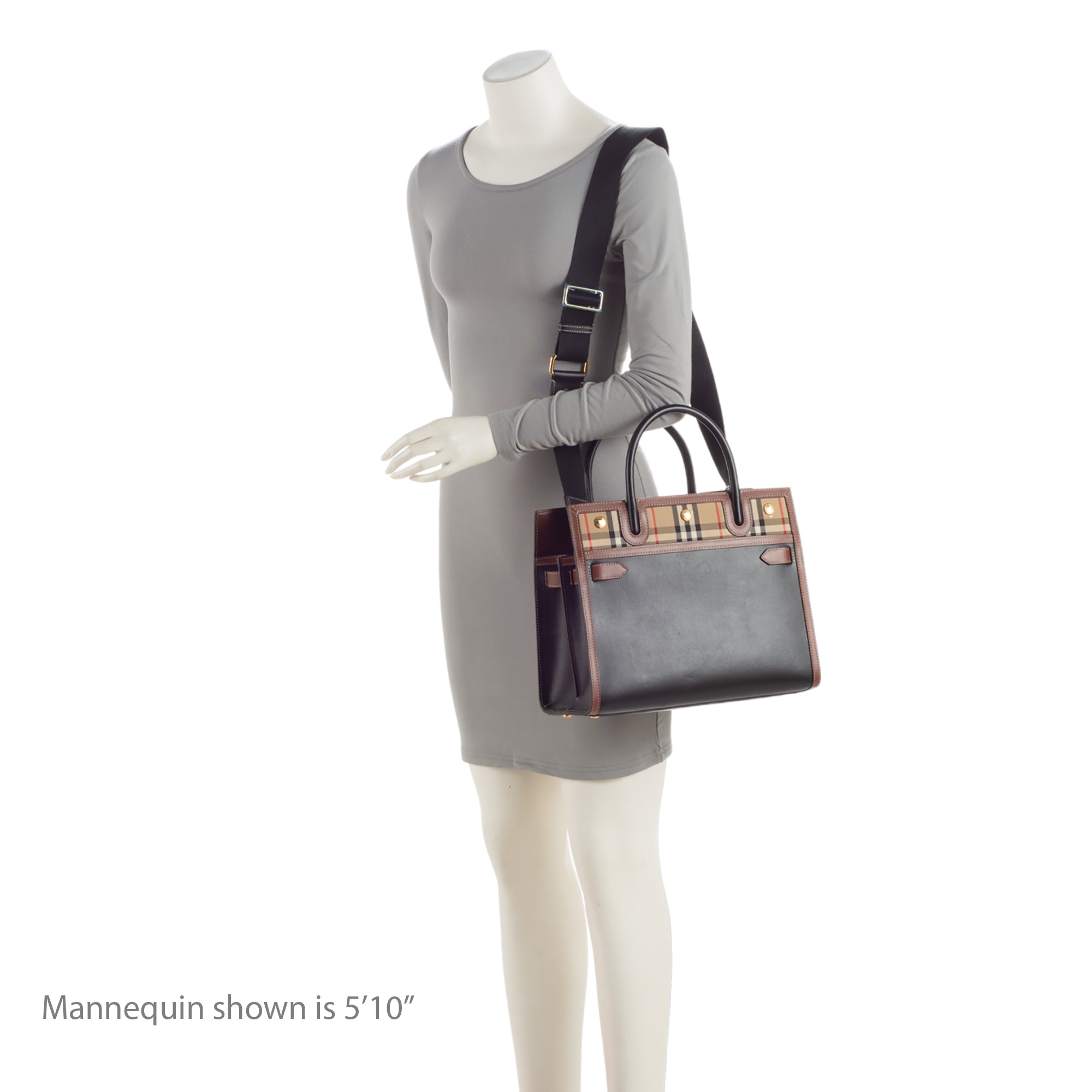 Burberry Vintage Check Smooth Calfskin Title Small Tote (SHF-6YrXPu)