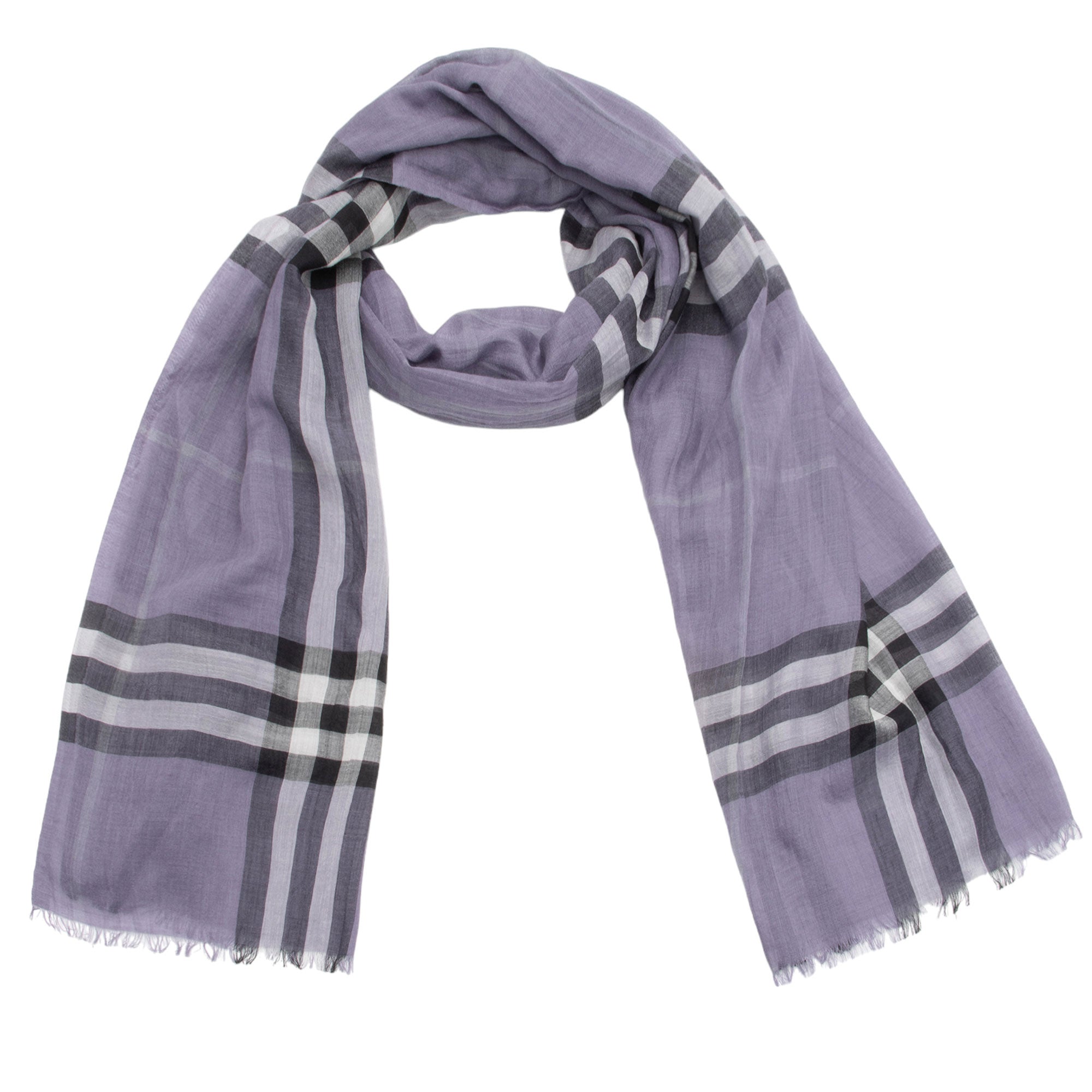 Burberry Wool Silk Lightweight Giant Check Scarf (SHF-6RQoP1)