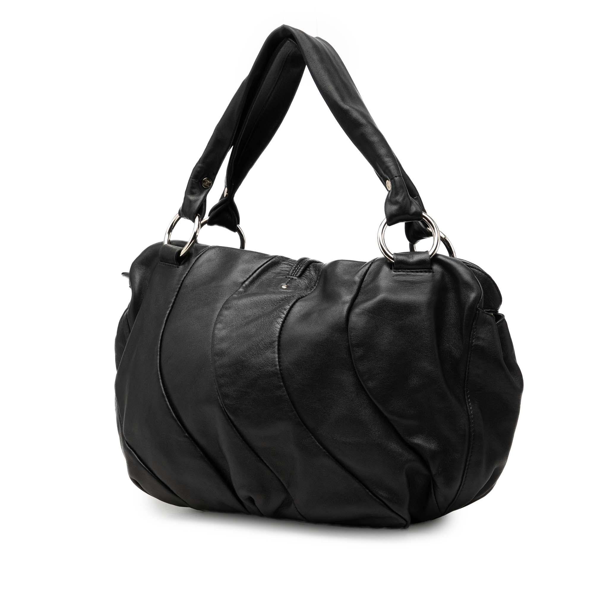 Celine Calfskin Pleated Bittersweet Hobo
