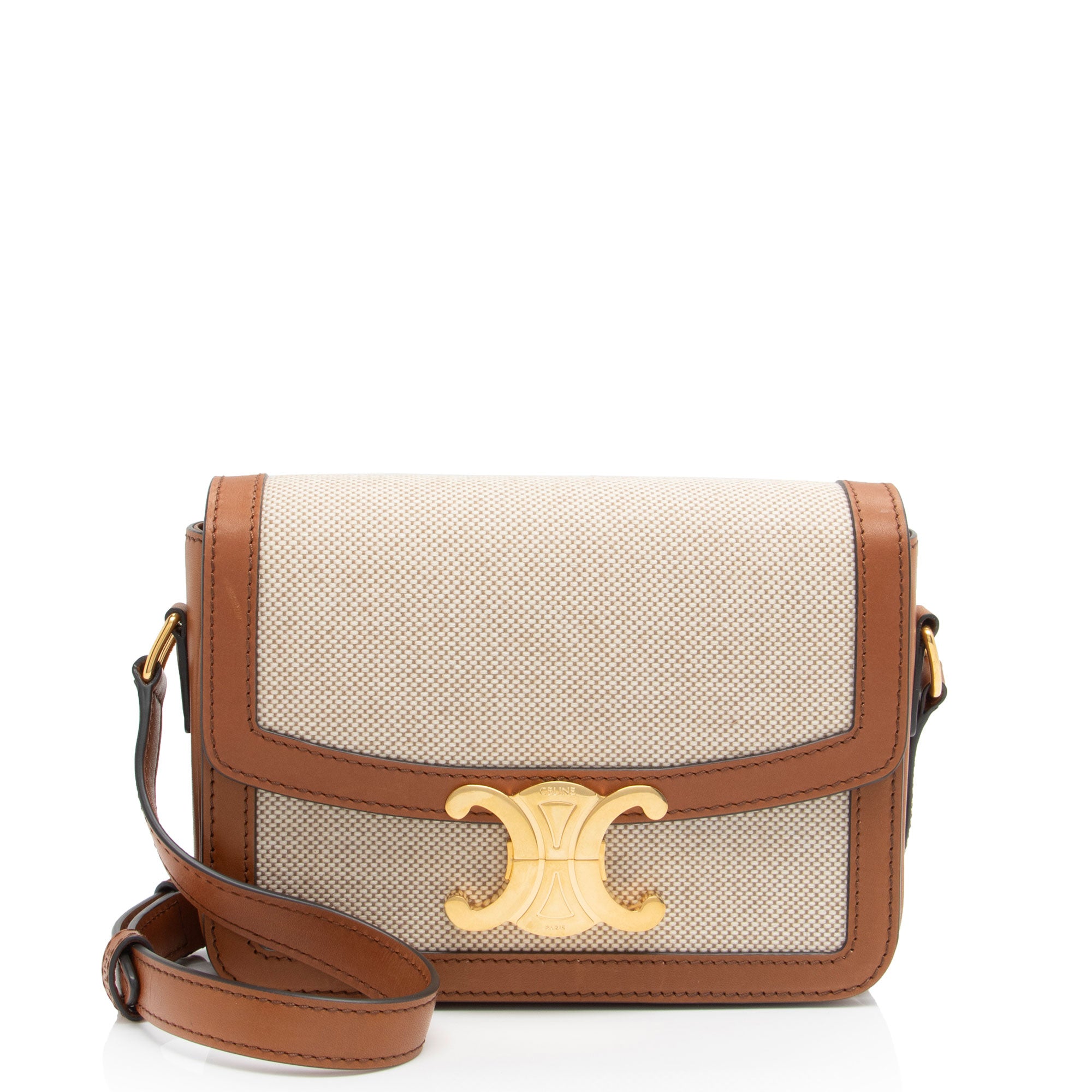 Celine Textile Calfskin Triomphe Teen Shoulder Bag (SHF-JW3M7k)