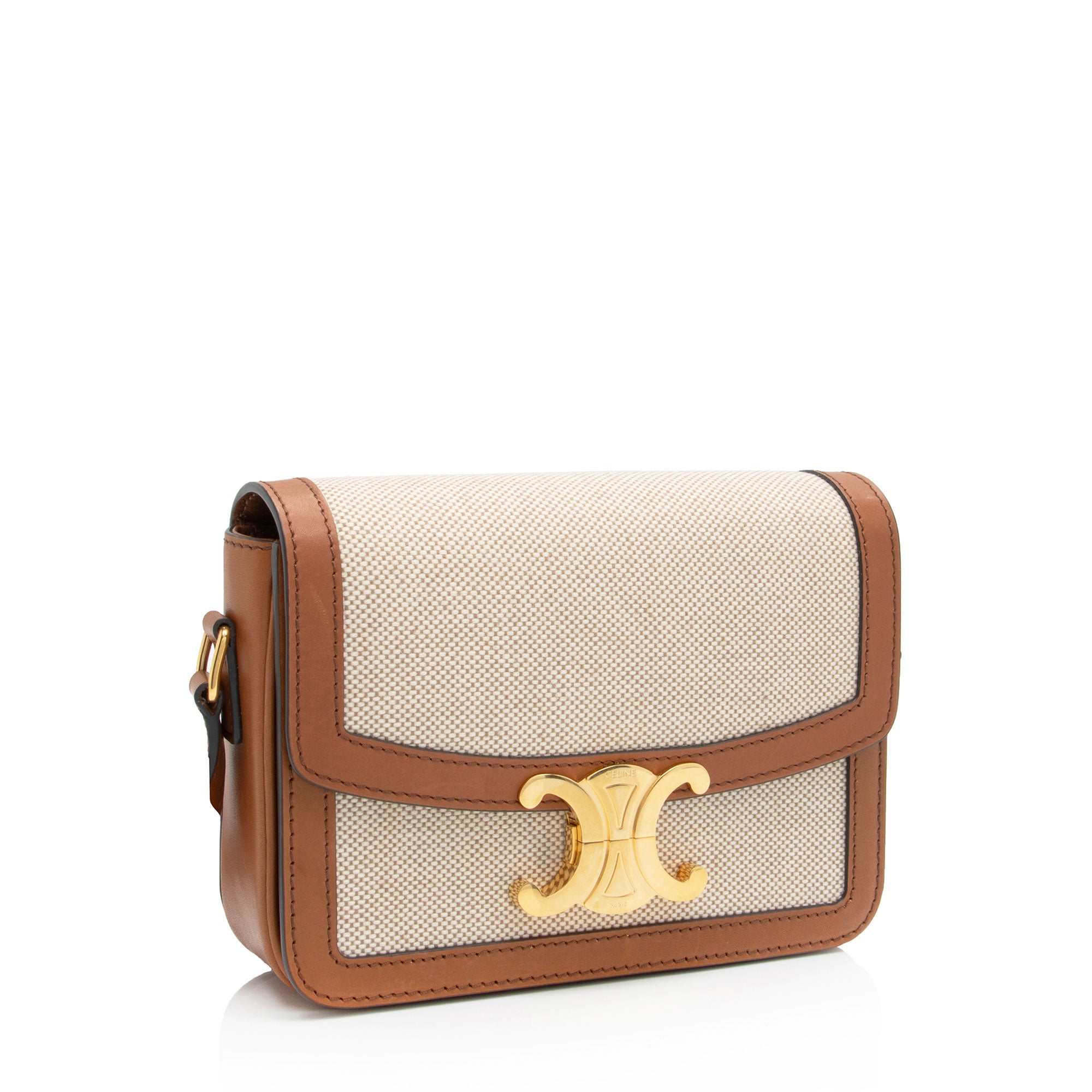 Celine Textile Calfskin Triomphe Teen Shoulder Bag (SHF-JW3M7k)